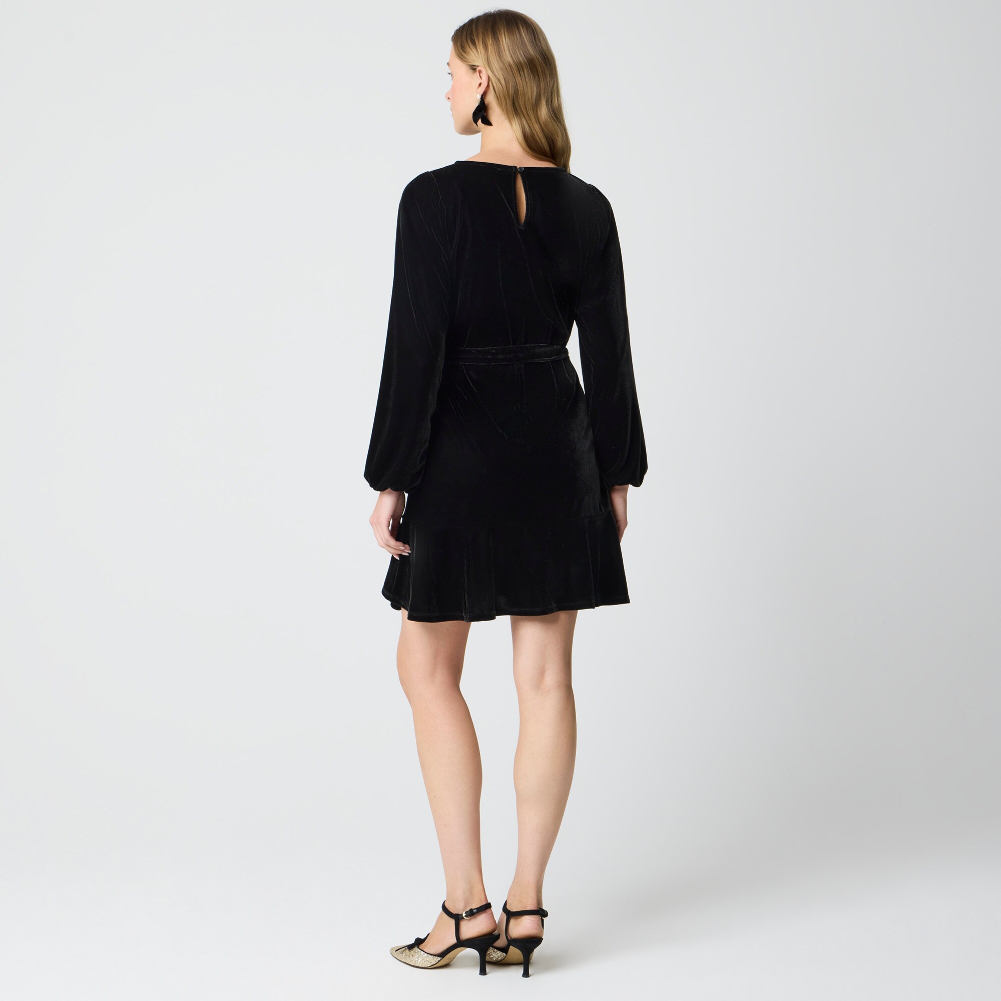 Velvet tie-waist mini dress