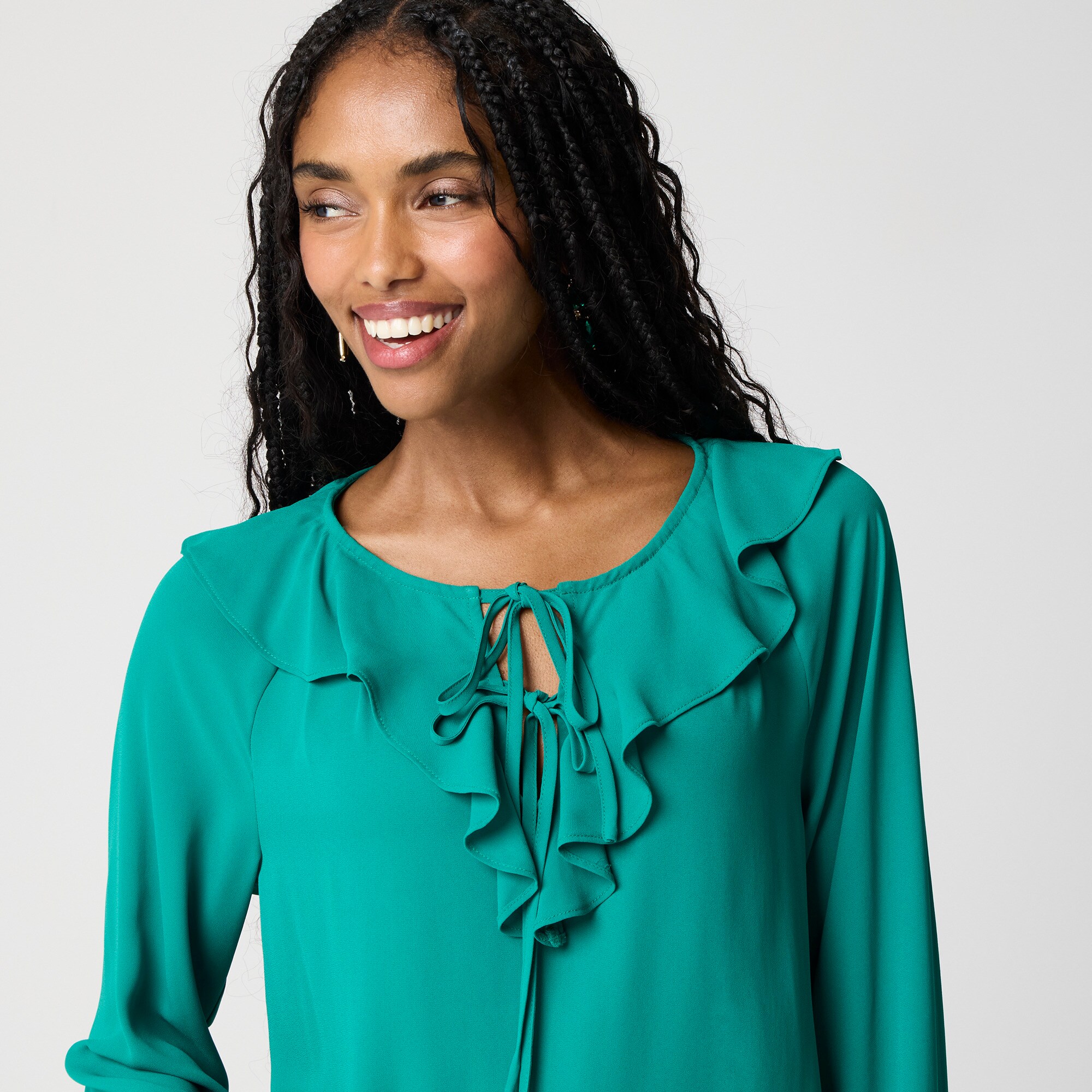 Ruffle tie-front top