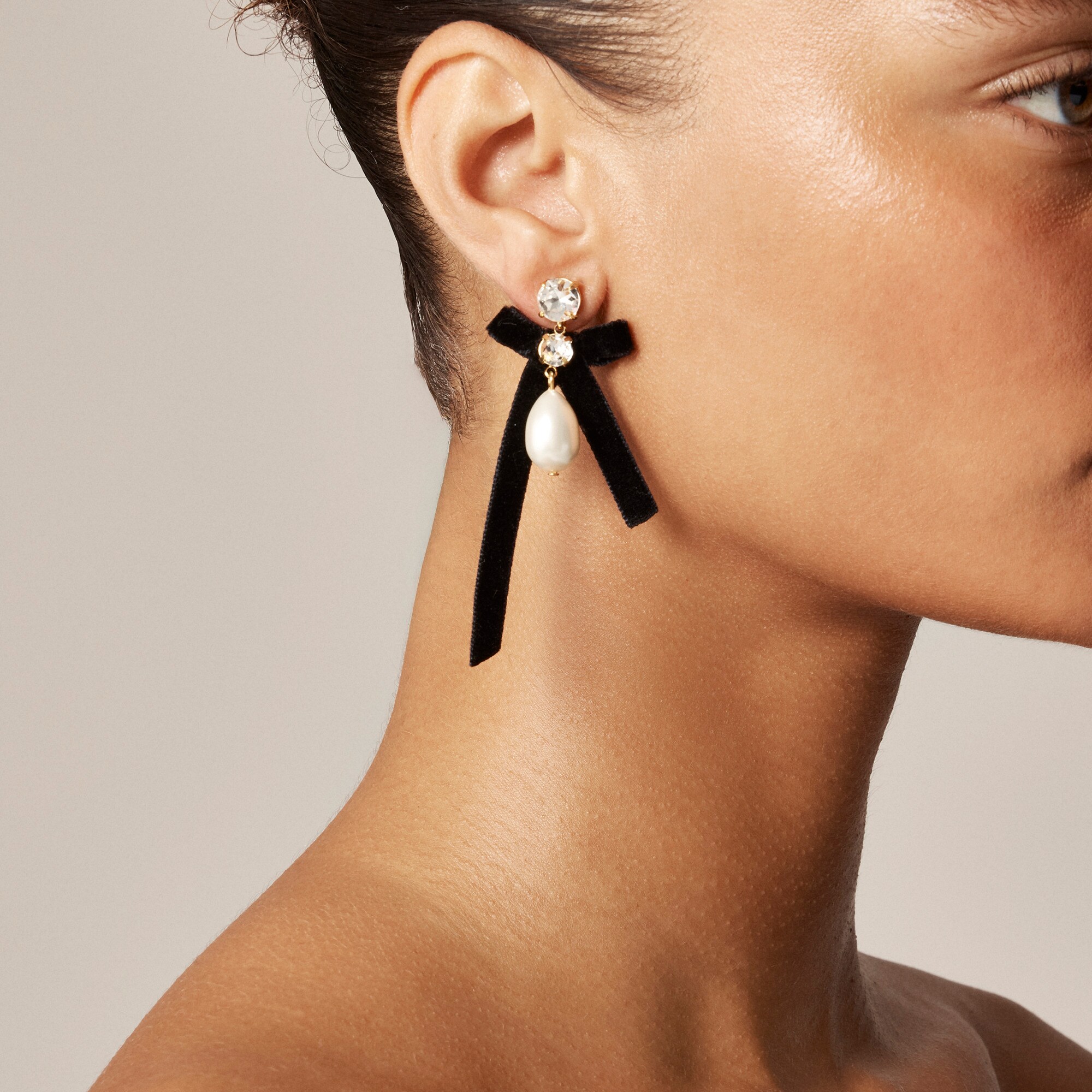 womens Bow pearl drop earrings