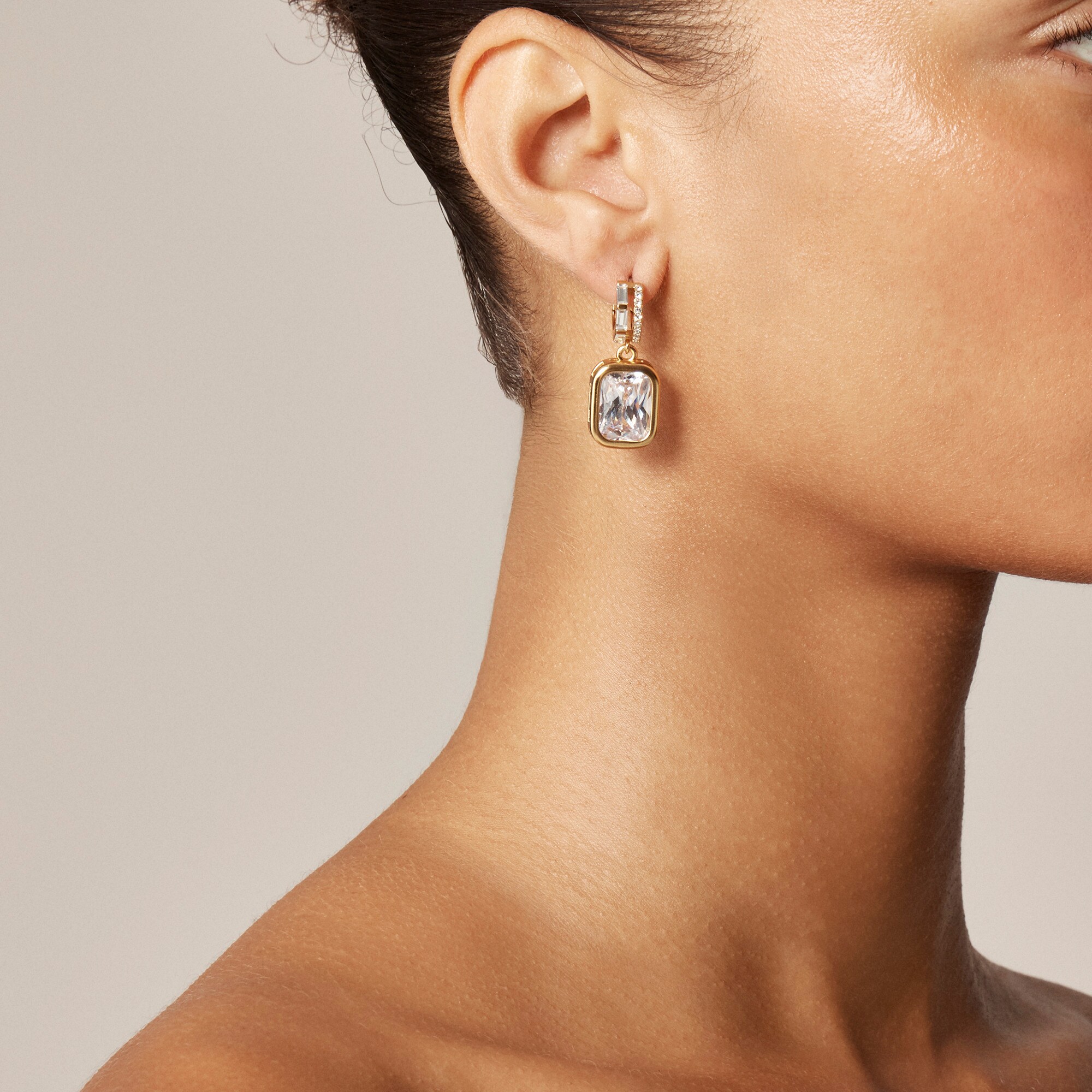 womens Bezel-set crystal drop earrings