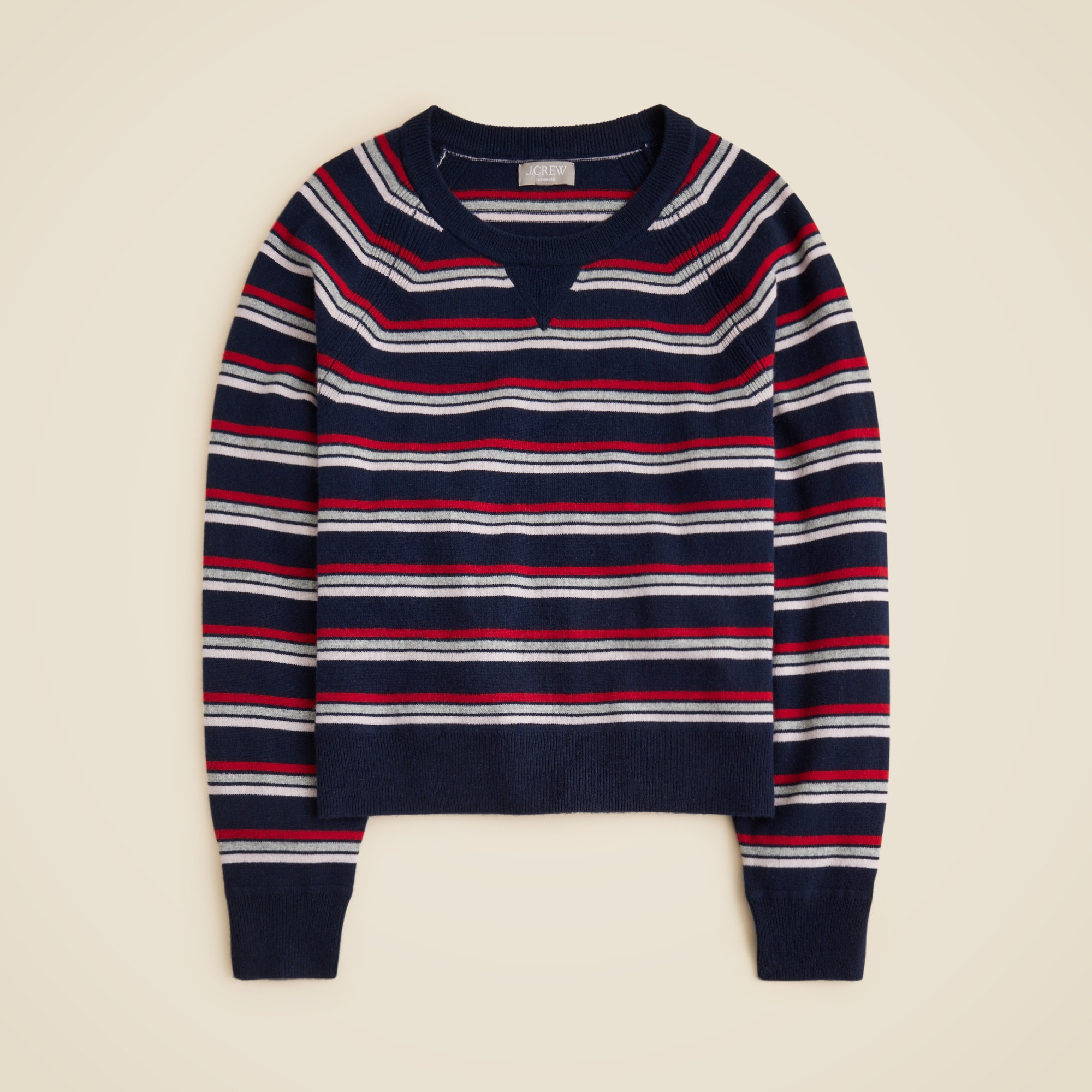 Cashmere crewneck sweatshirt in stripe