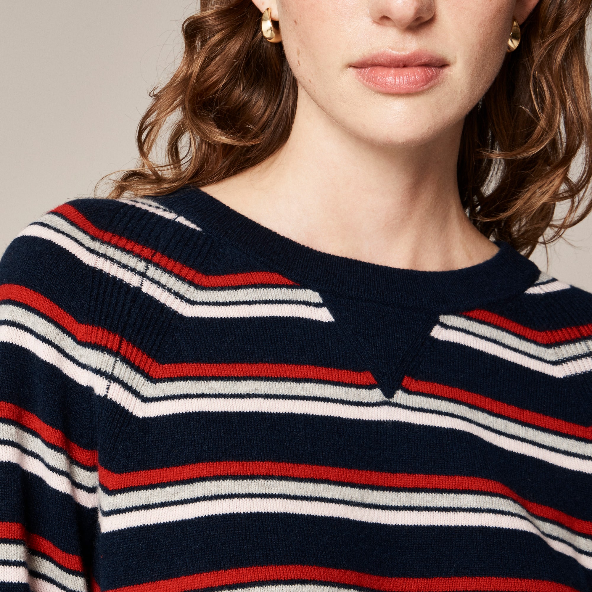 Cashmere crewneck sweatshirt in stripe