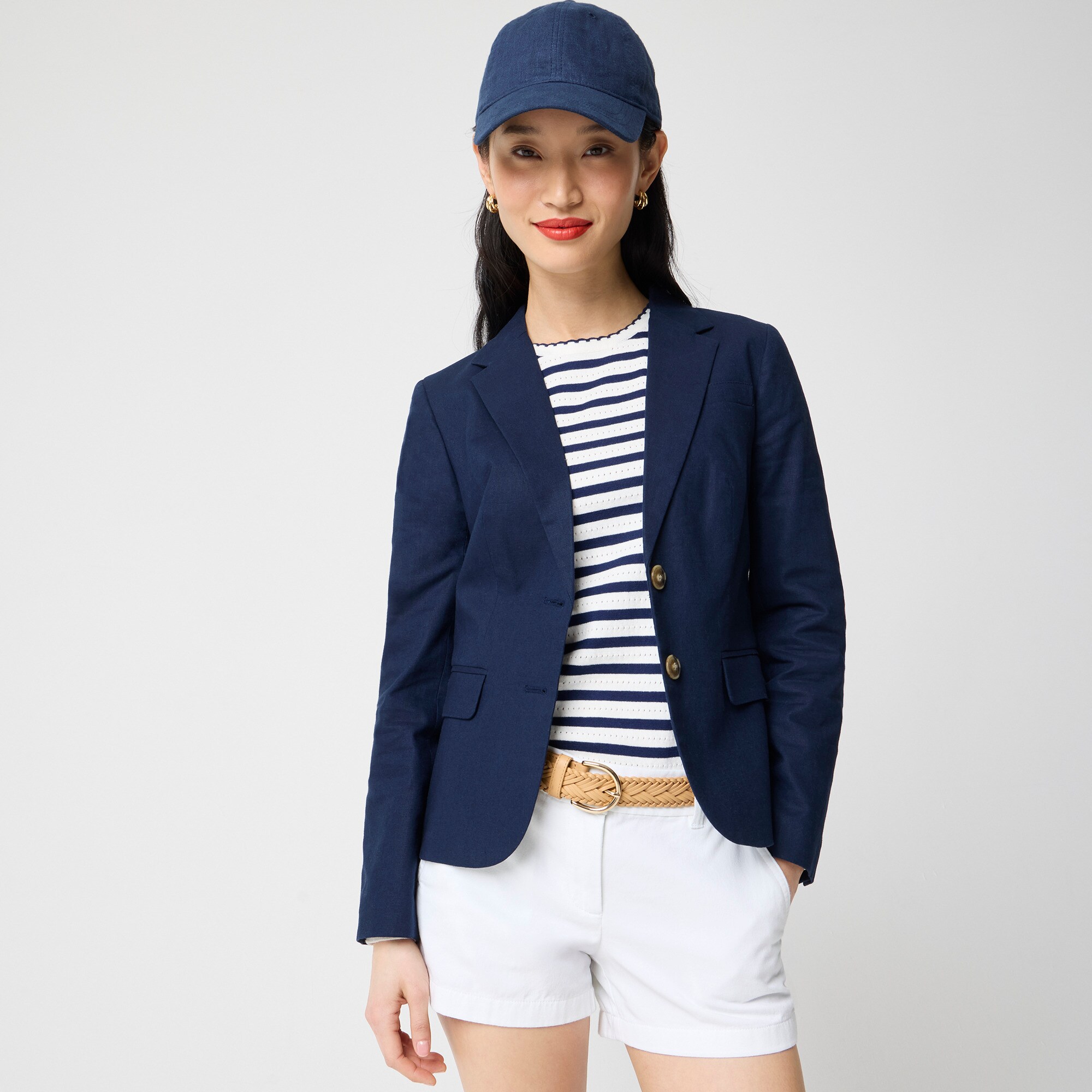  Linen-blend schoolboy blazer