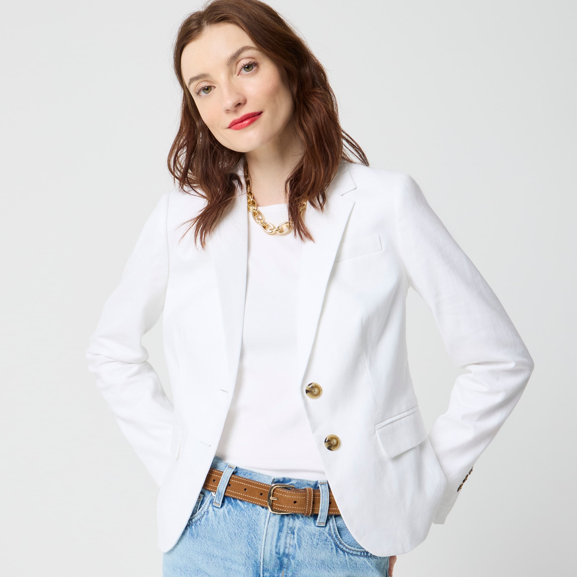 Linen-blend schoolboy blazer - image 4