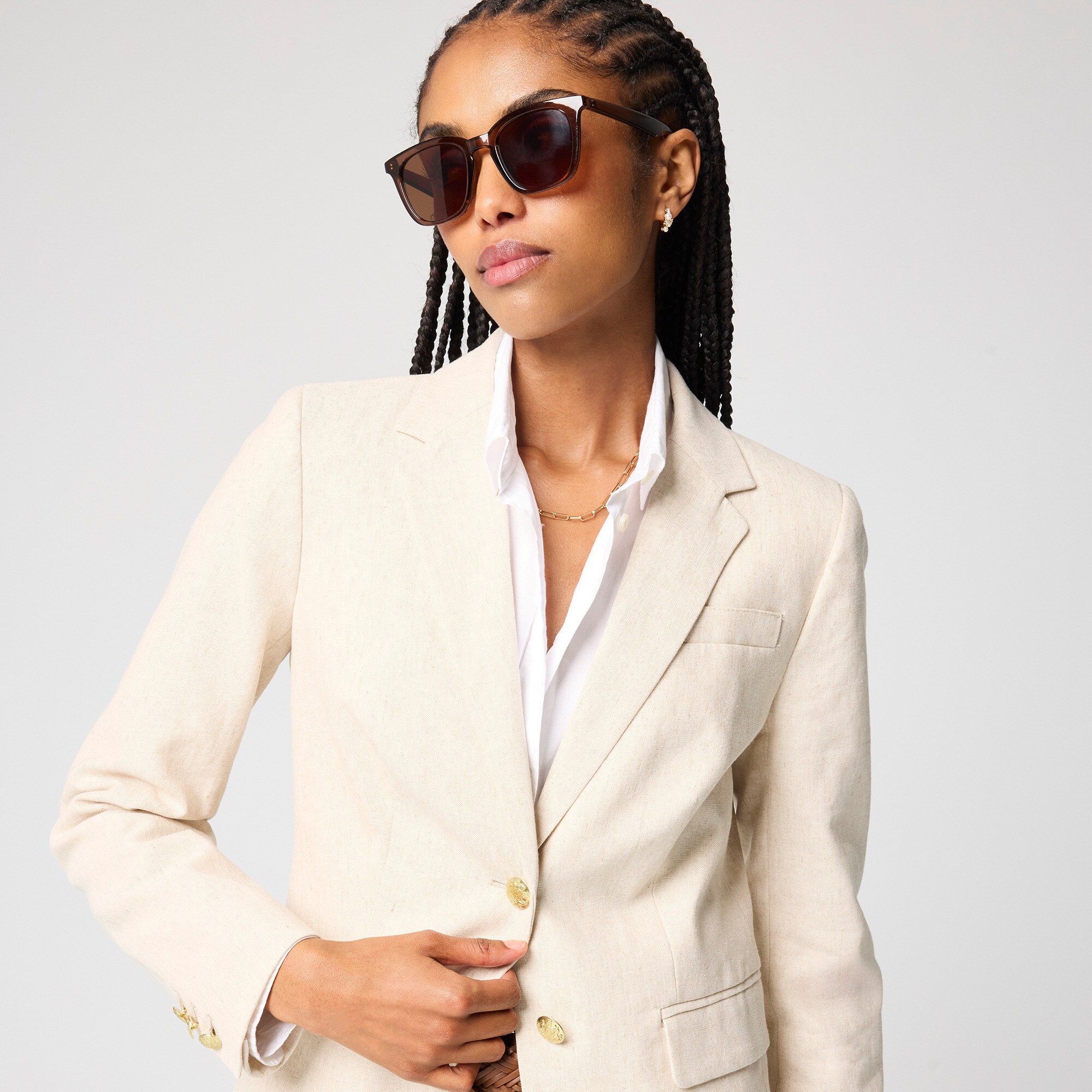 Linen-blend schoolboy blazer