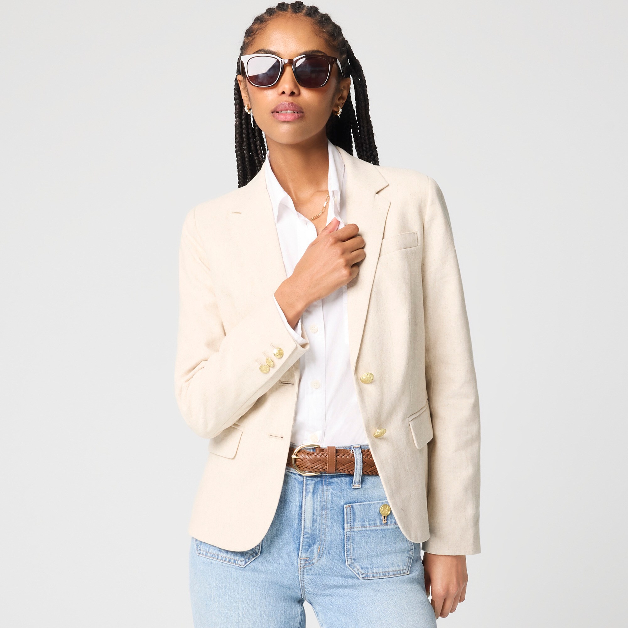  Linen-blend schoolboy blazer