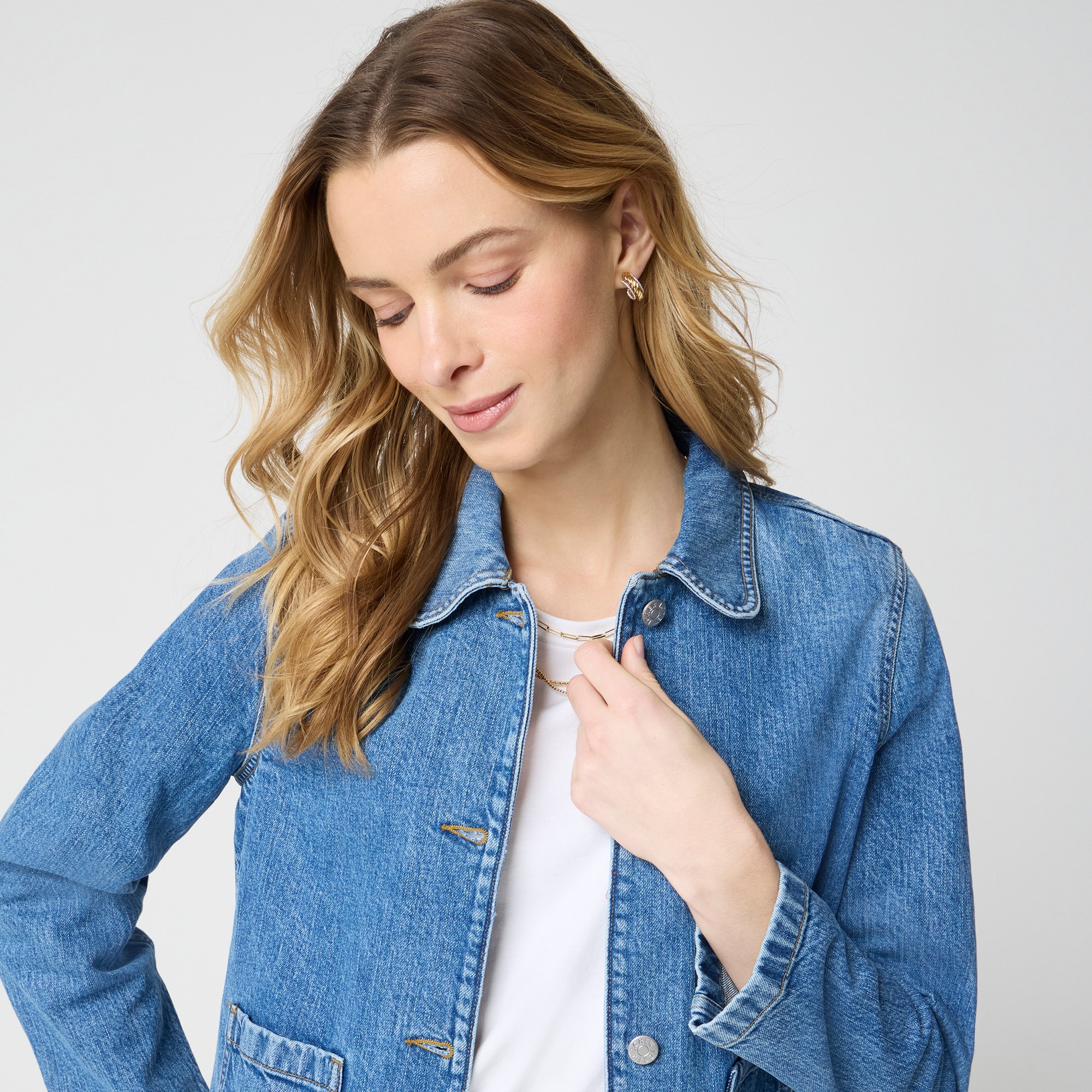Collared denim jacket - image 2