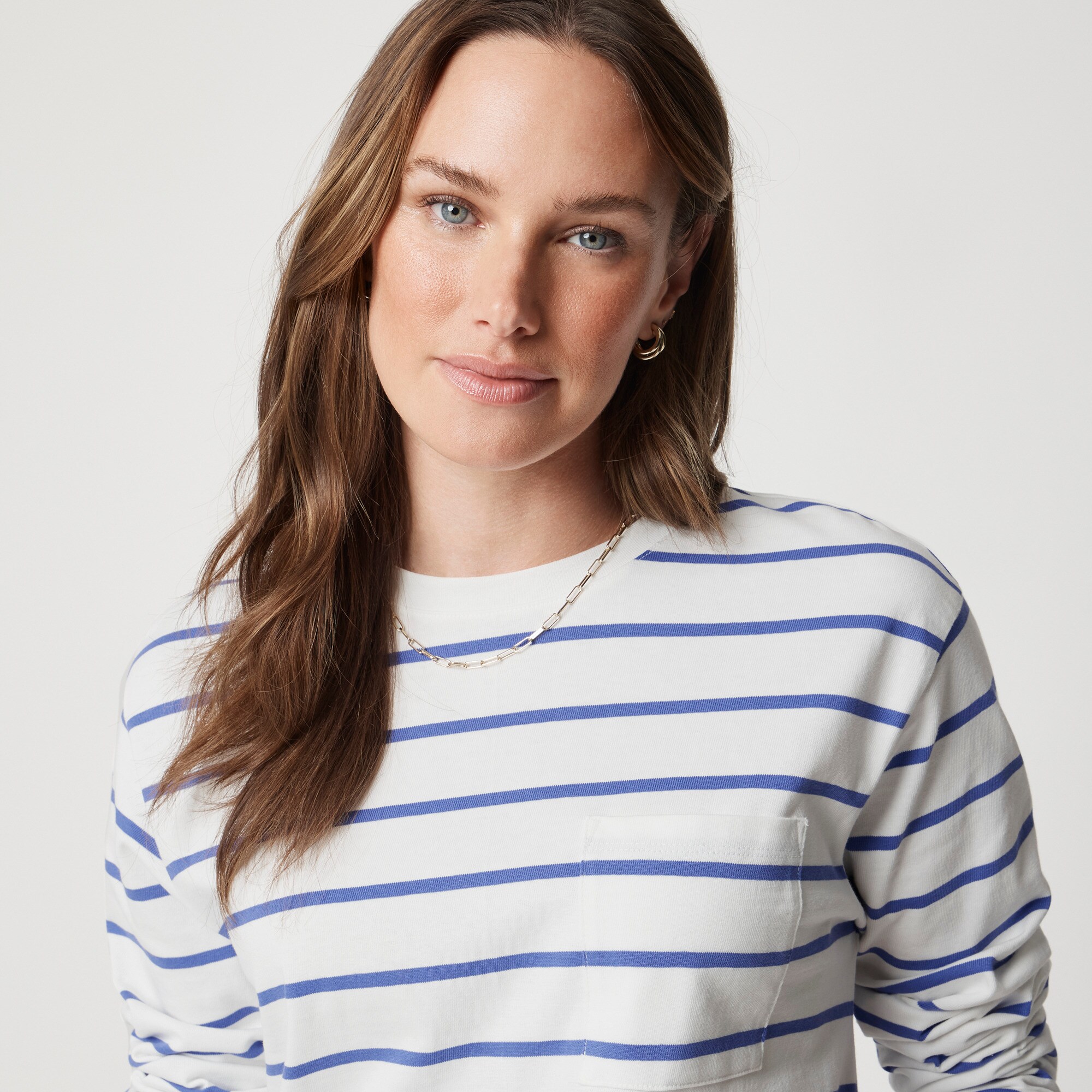 Striped long-sleeve pocket tee