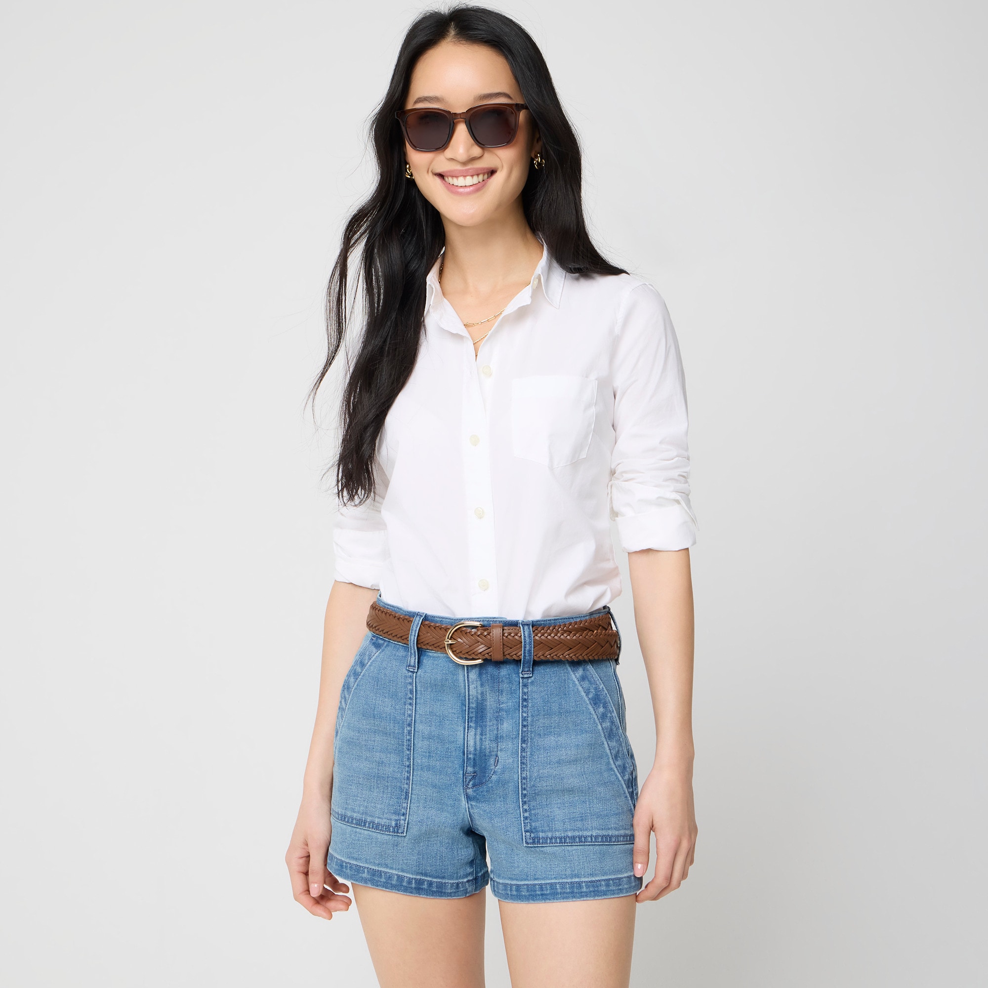 denim dress shorts women Women's No Notes Needed Indigo Cotton Denim Shorts | Color: Blue | Size: L
