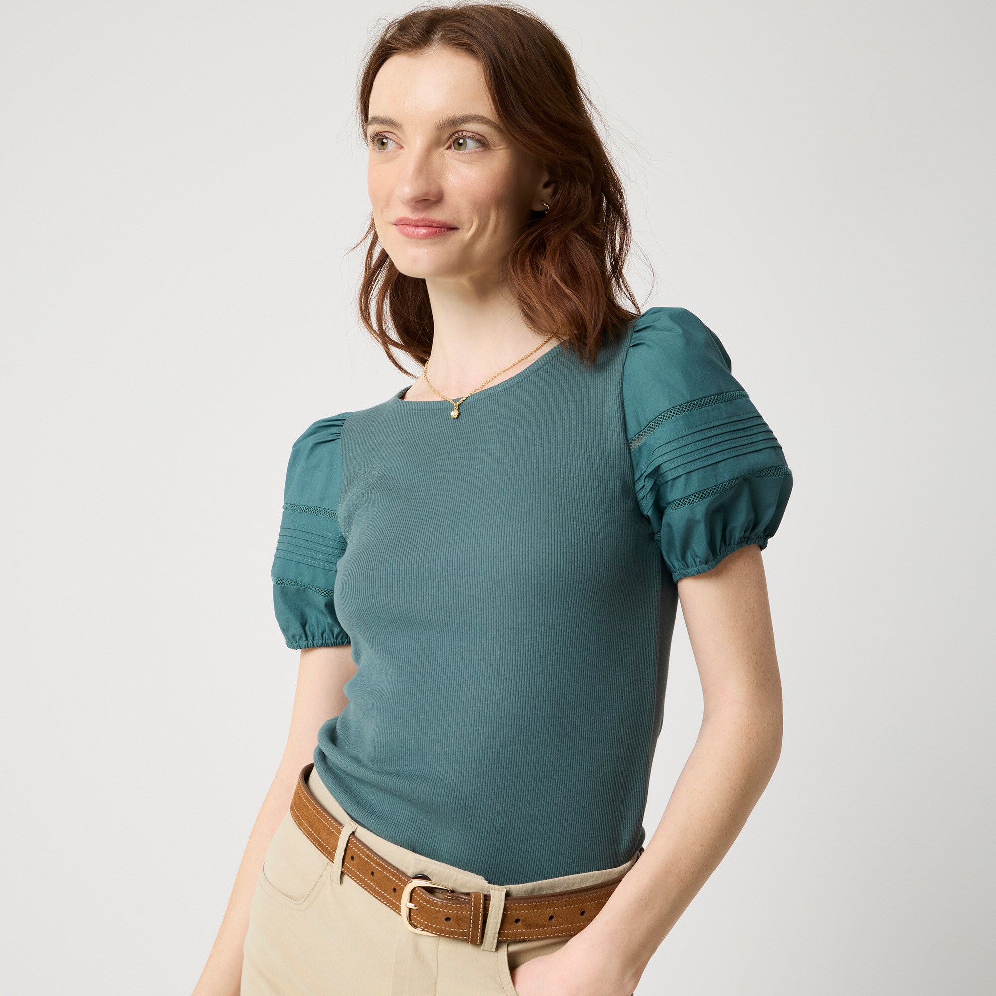 Puff-sleeve mixy top