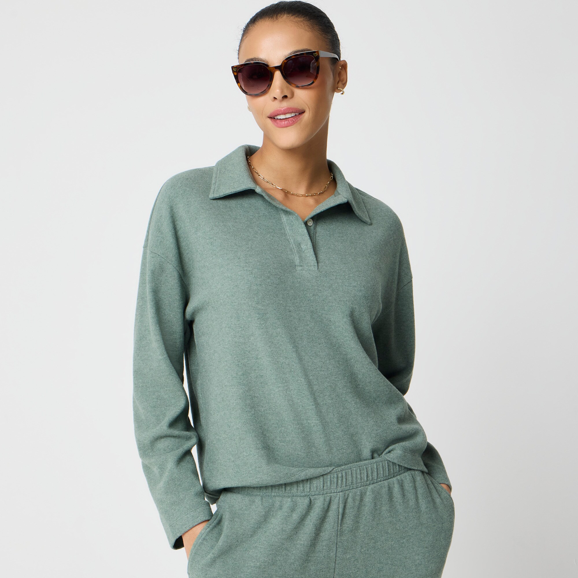 womens Polo sweatshirt in cloudspun yarn