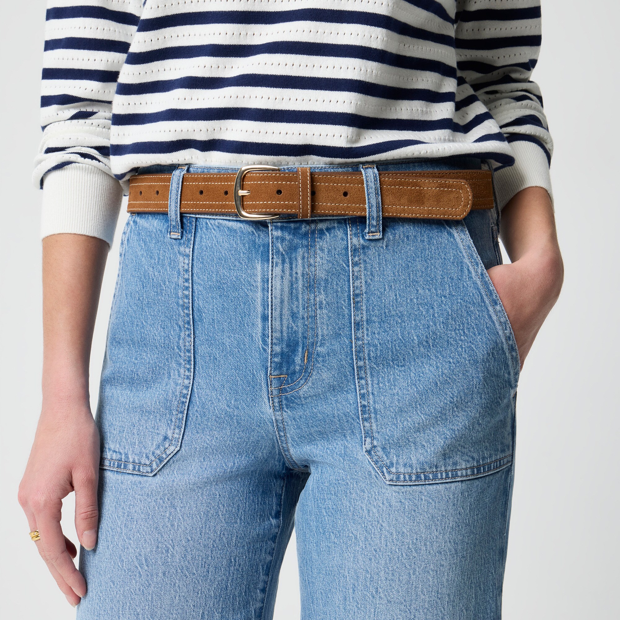 Wide-leg cropped utility-pocket jean in all-day stretch