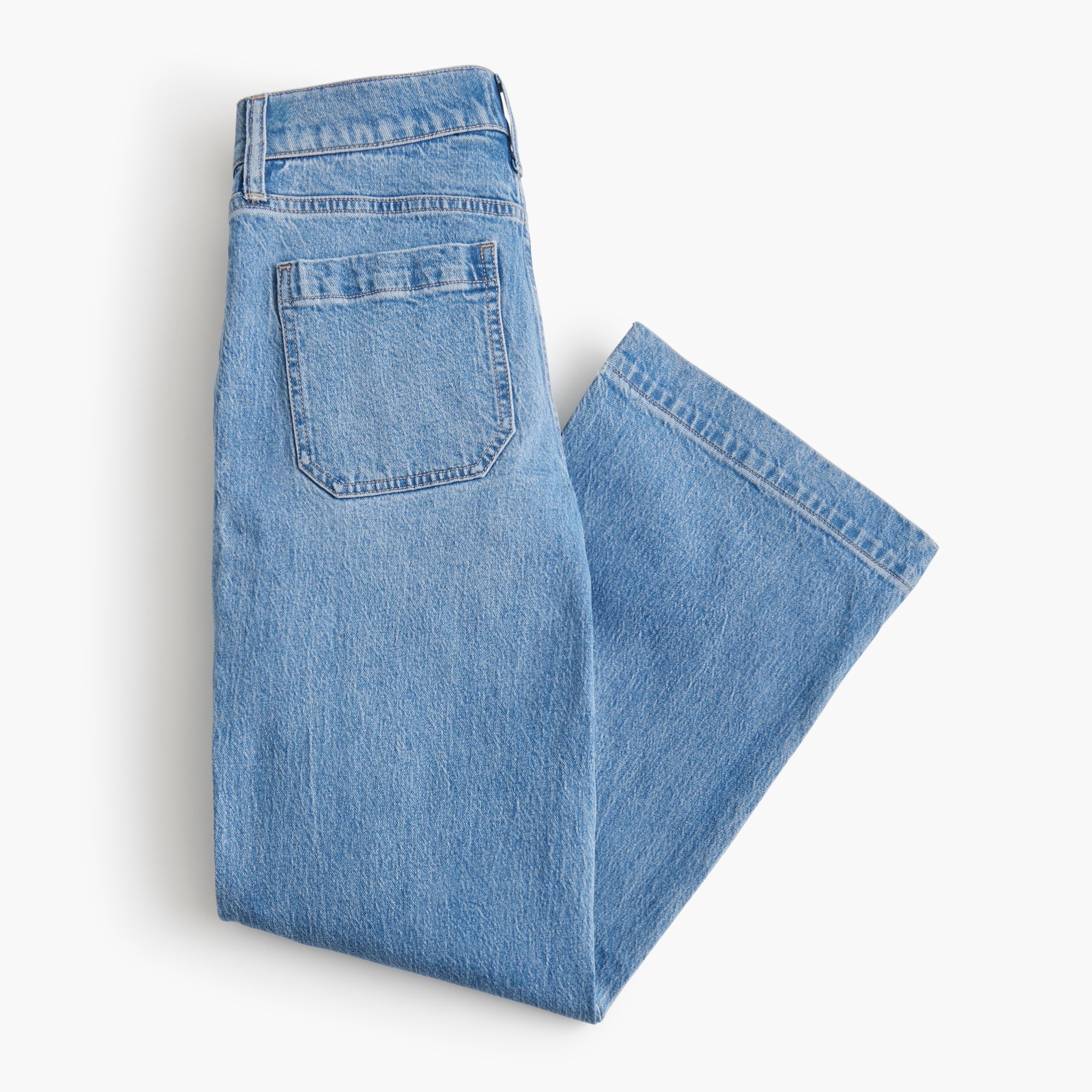 Wide-leg cropped utility-pocket jean all-day stretch