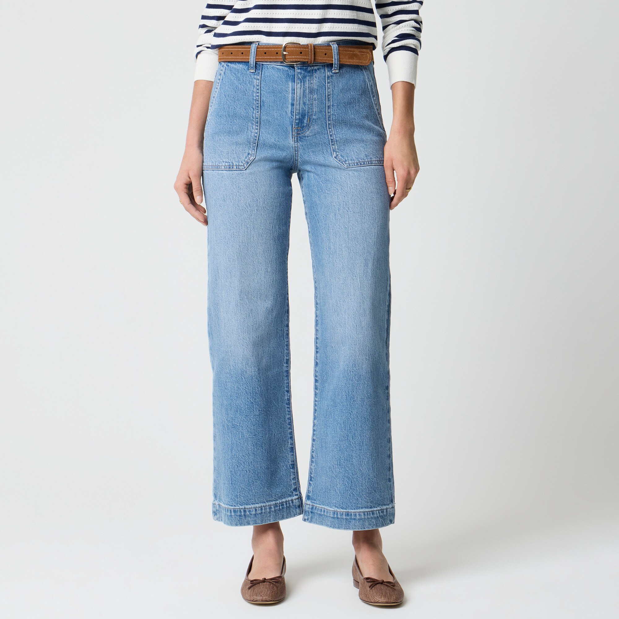  Wide-leg cropped utility-pocket jean in all-day stretch
