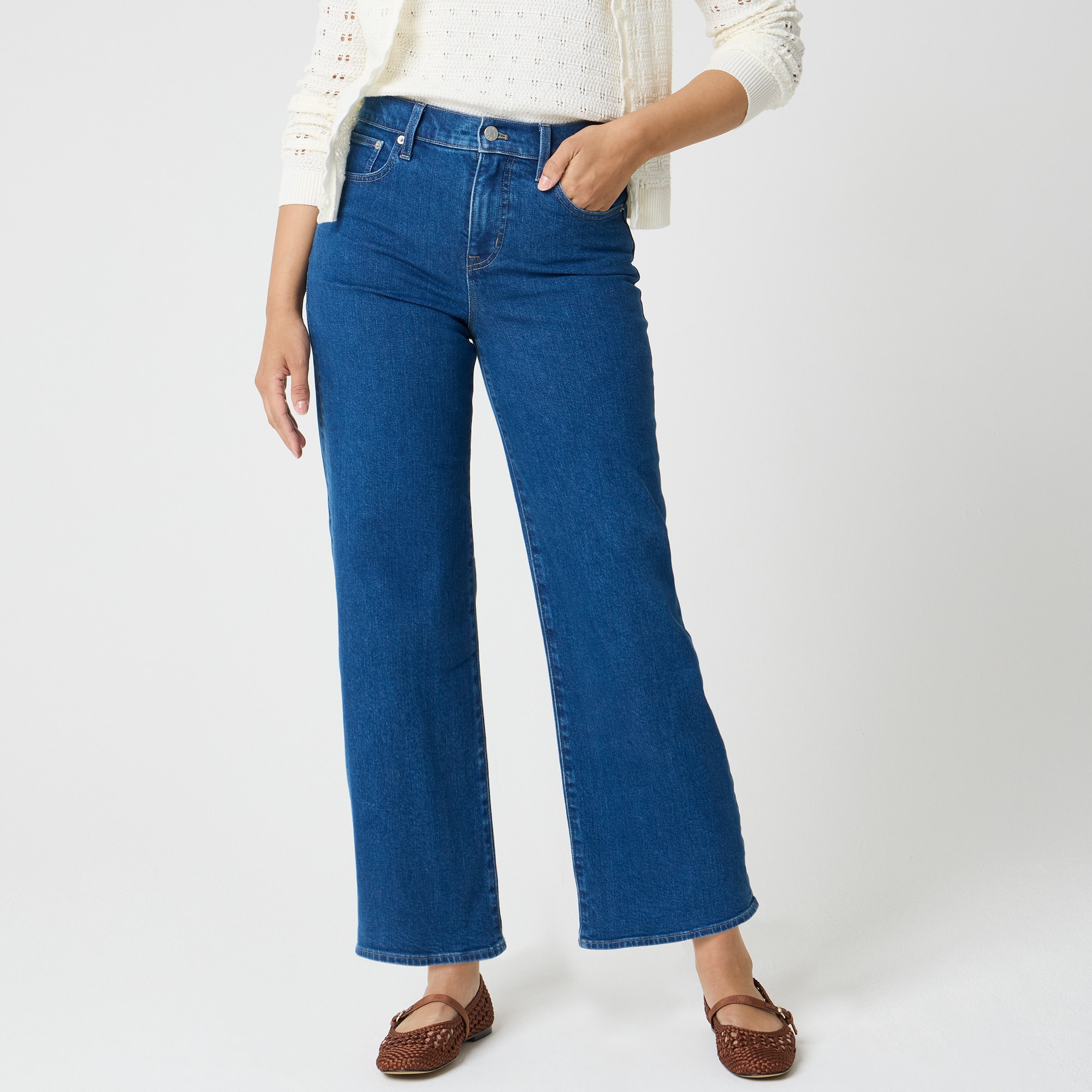 Wide-leg cropped jean in all-day stretch