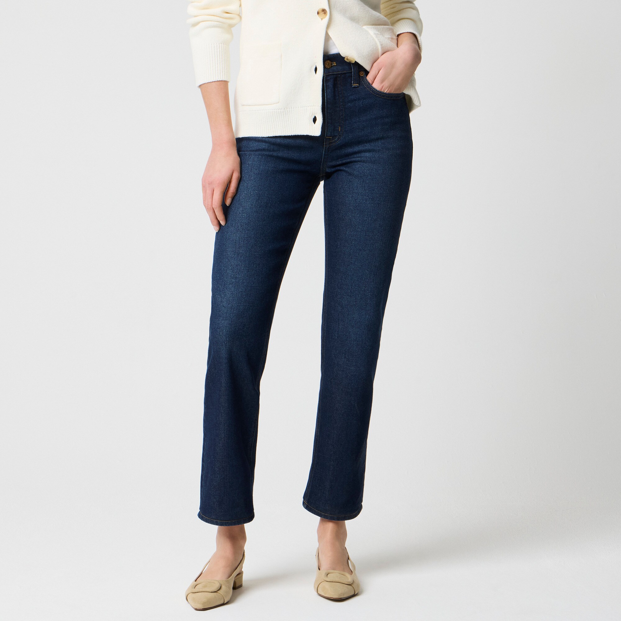 Mid-rise straight jean in all-day stretch