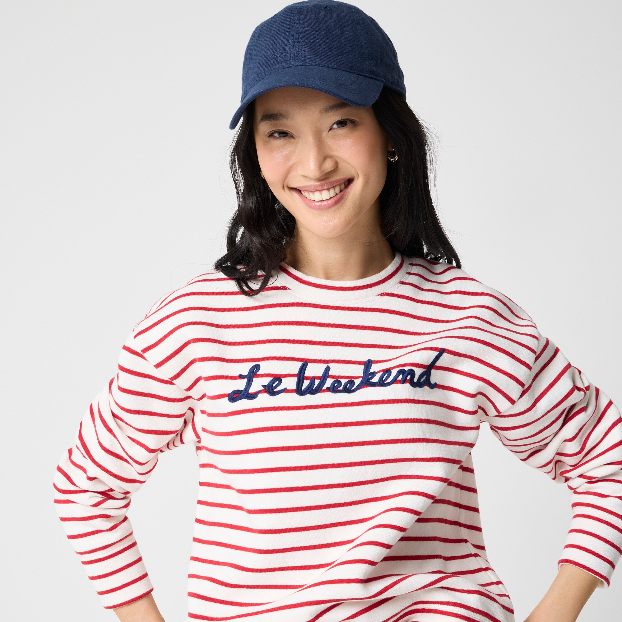 Striped "Le Weekend" graphic sweatshirt
