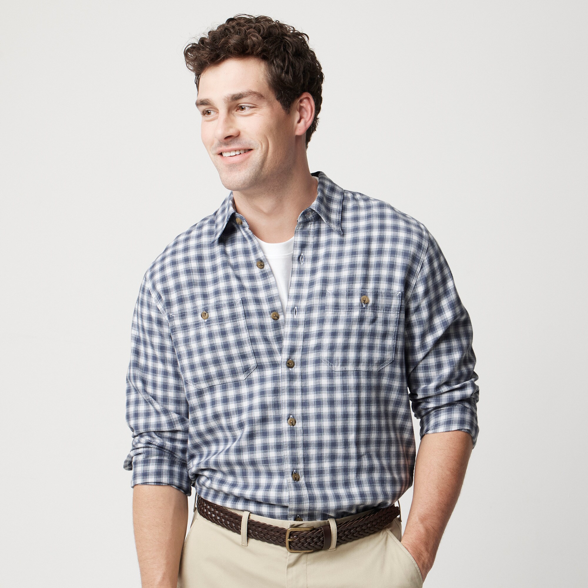 mens Double-pocket twill shirt