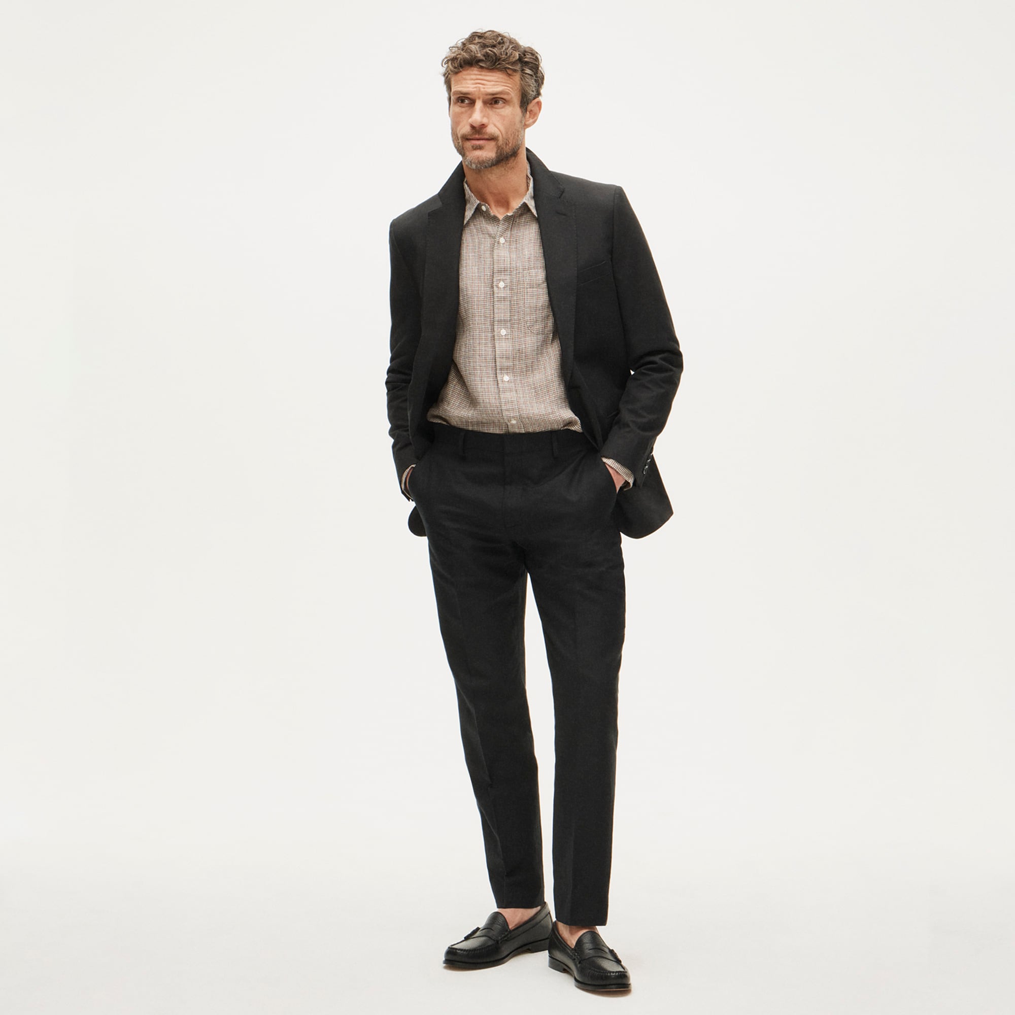 Ludlow Slim-fit suit jacket in Irish cotton-linen blend