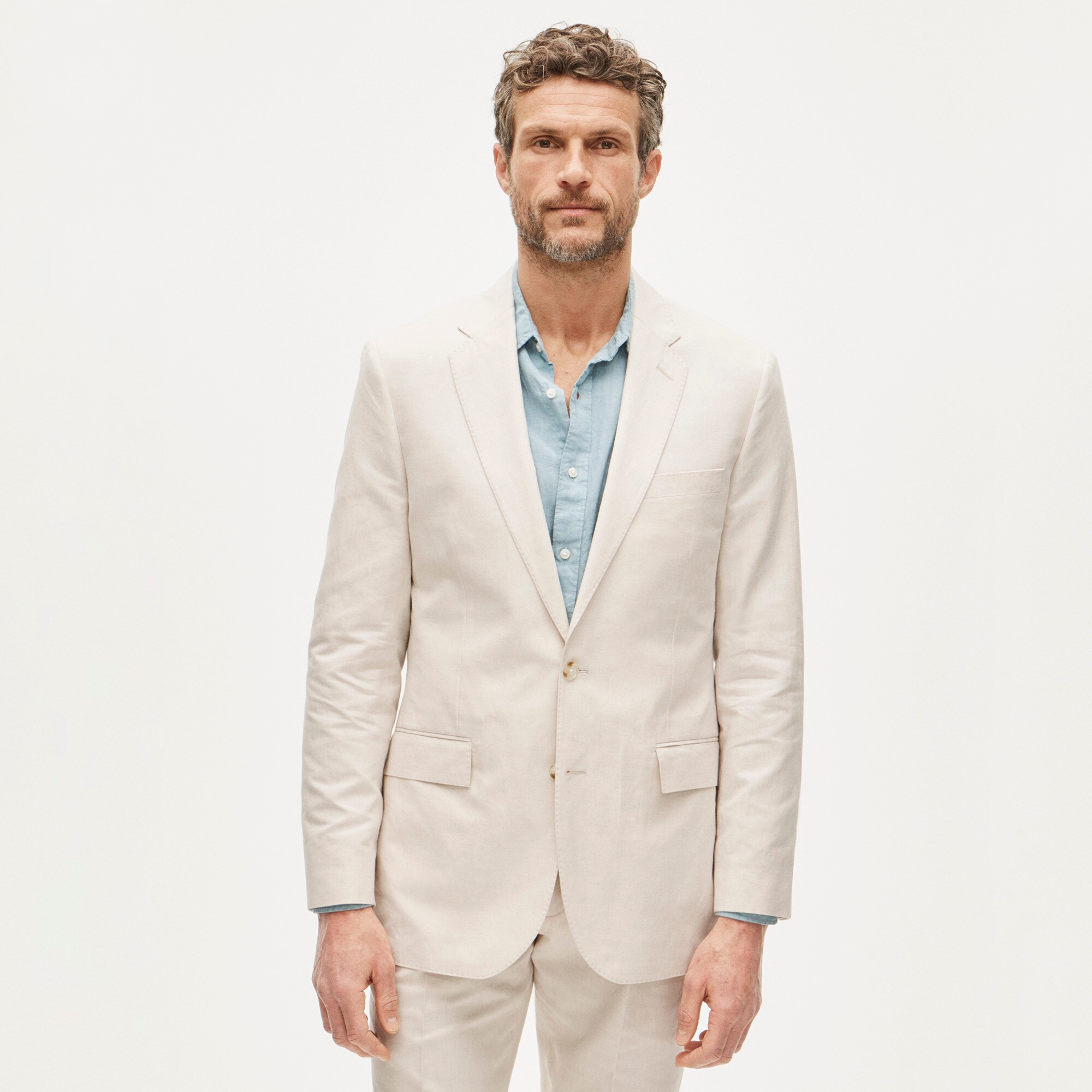 Ludlow Slim-fit suit jacket in Baird McNutt Irish cotton-linen blend