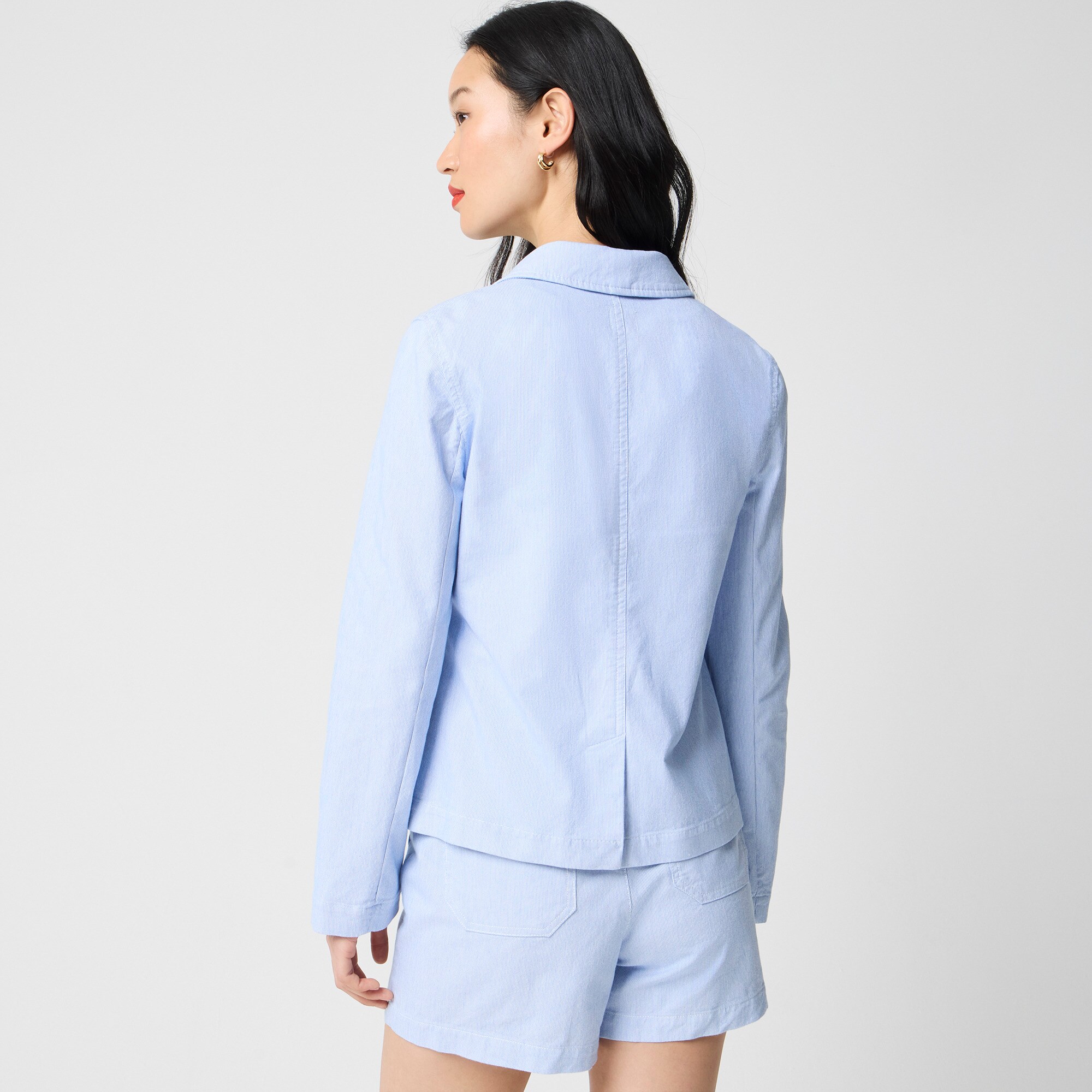 Blazer Bleu Rayé 100% Coton J.Crew - Taille 0, Occasion Très Bon état, Parfait Pour Un Look Casual Chic