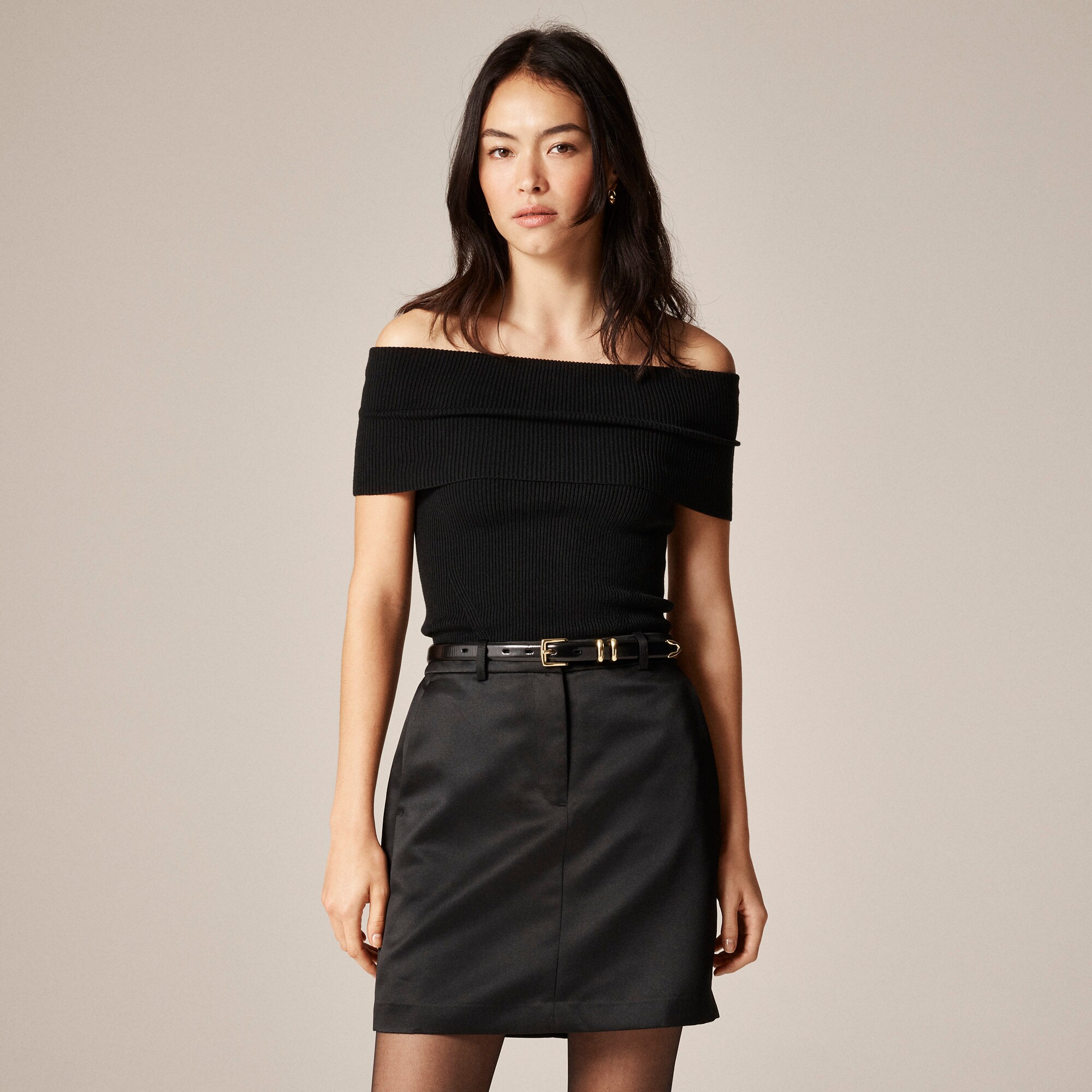 womens Mini trouser skirt in duchesse satin