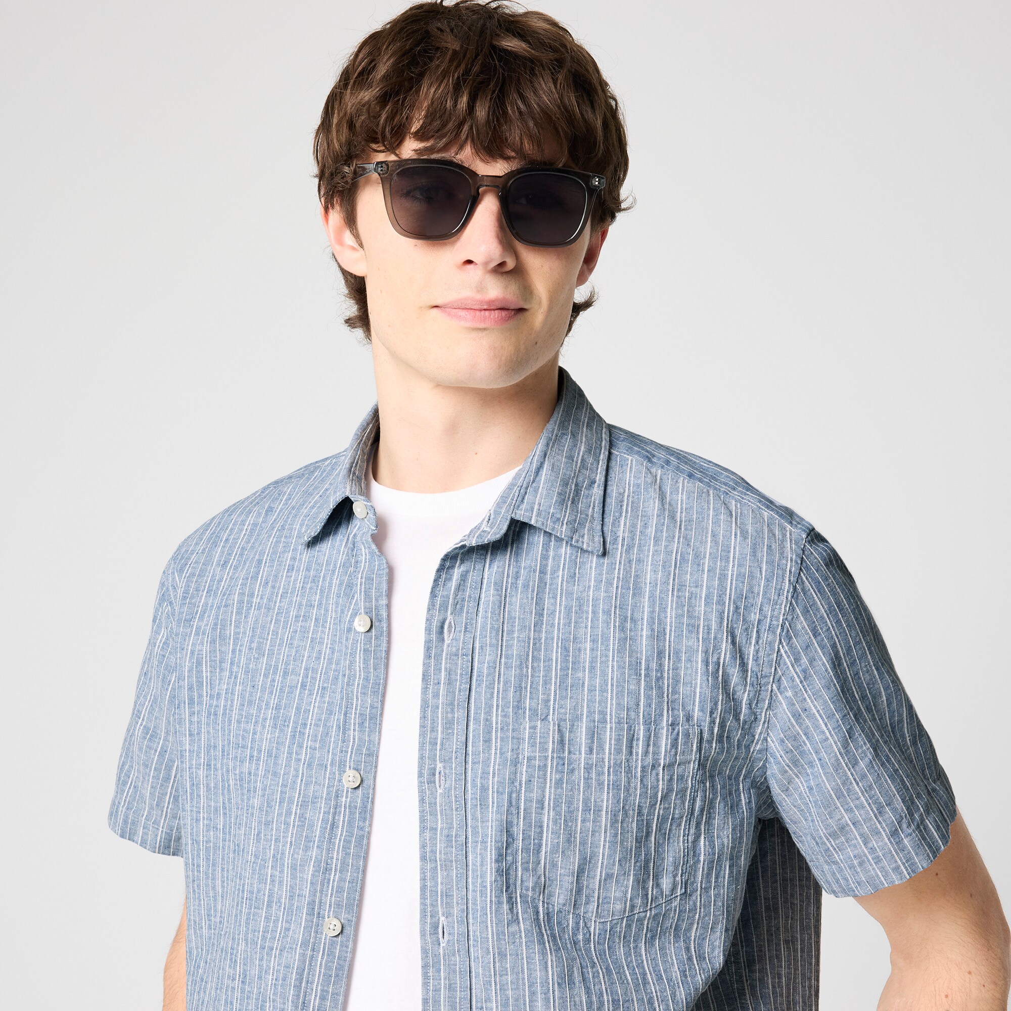 Short-sleeve Dobby Striped Shirt For Men | Factory