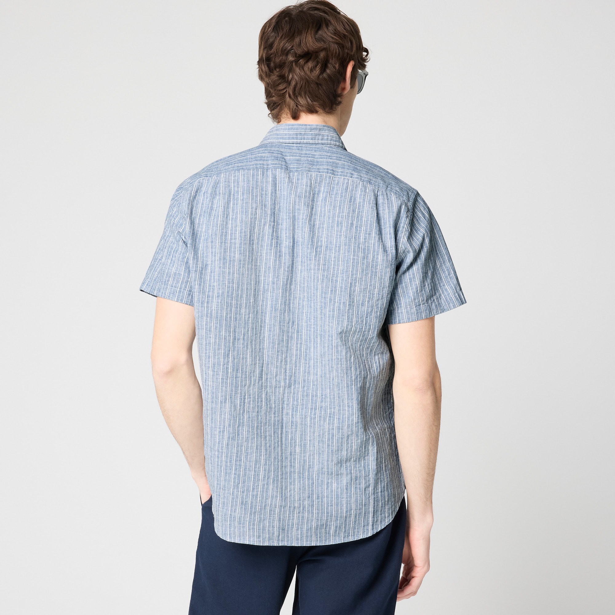 Short-sleeve dobby striped shirt