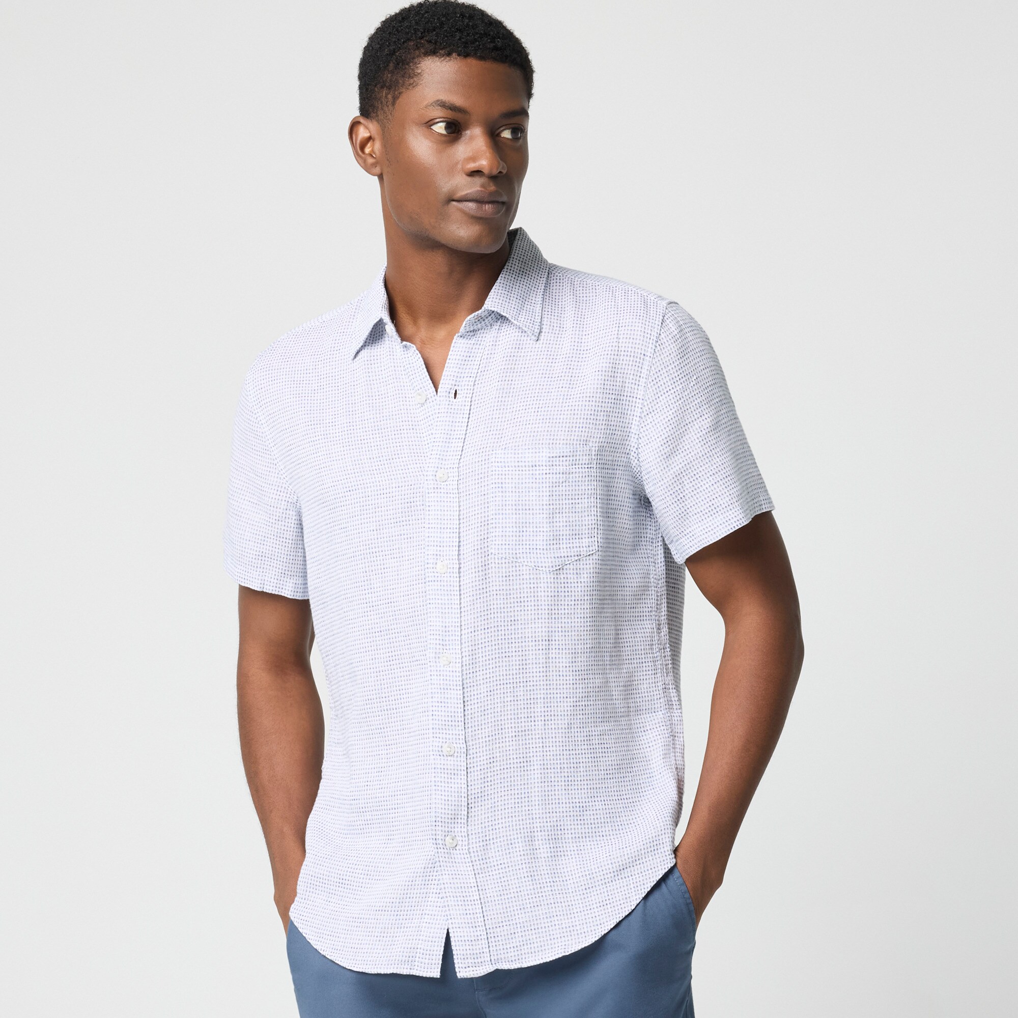 Short-sleeve Dobby Dot Shirt For Men | Factory
