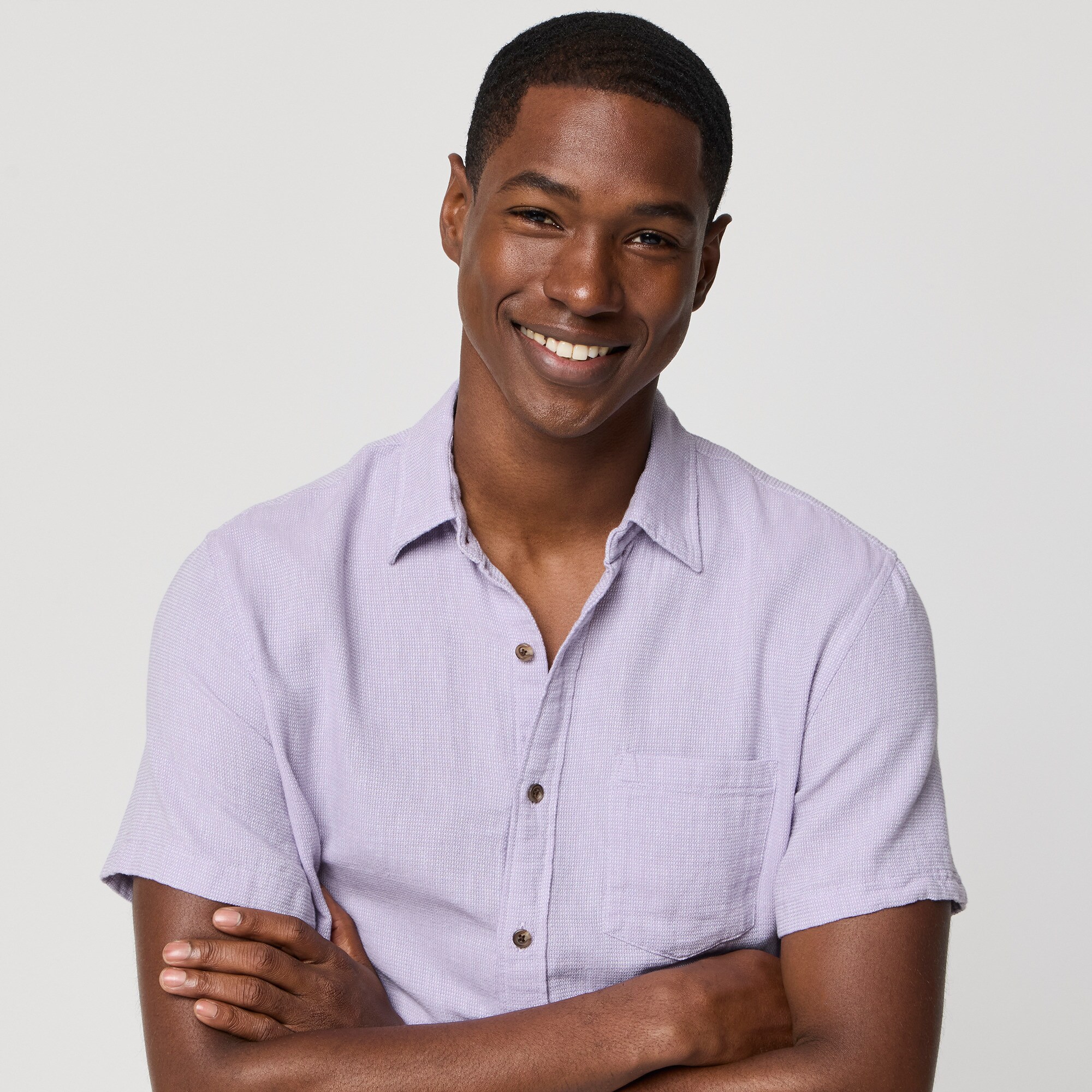 Men's Short-Sleeve Harbor Shirt (Grape Mist Cross Dye, Size X-Small) J.Crew Factory