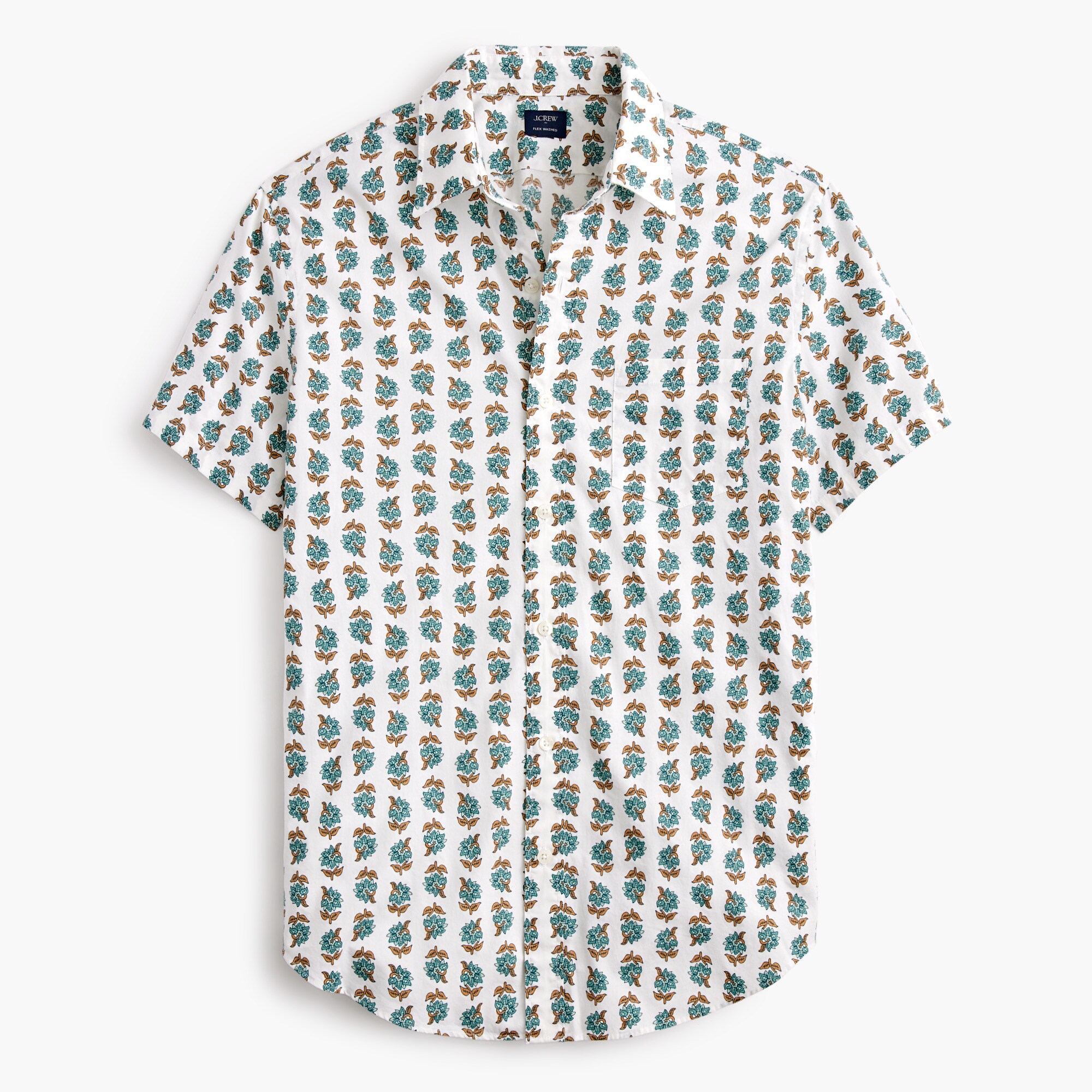mens Short-sleeve printed flex casual shirt