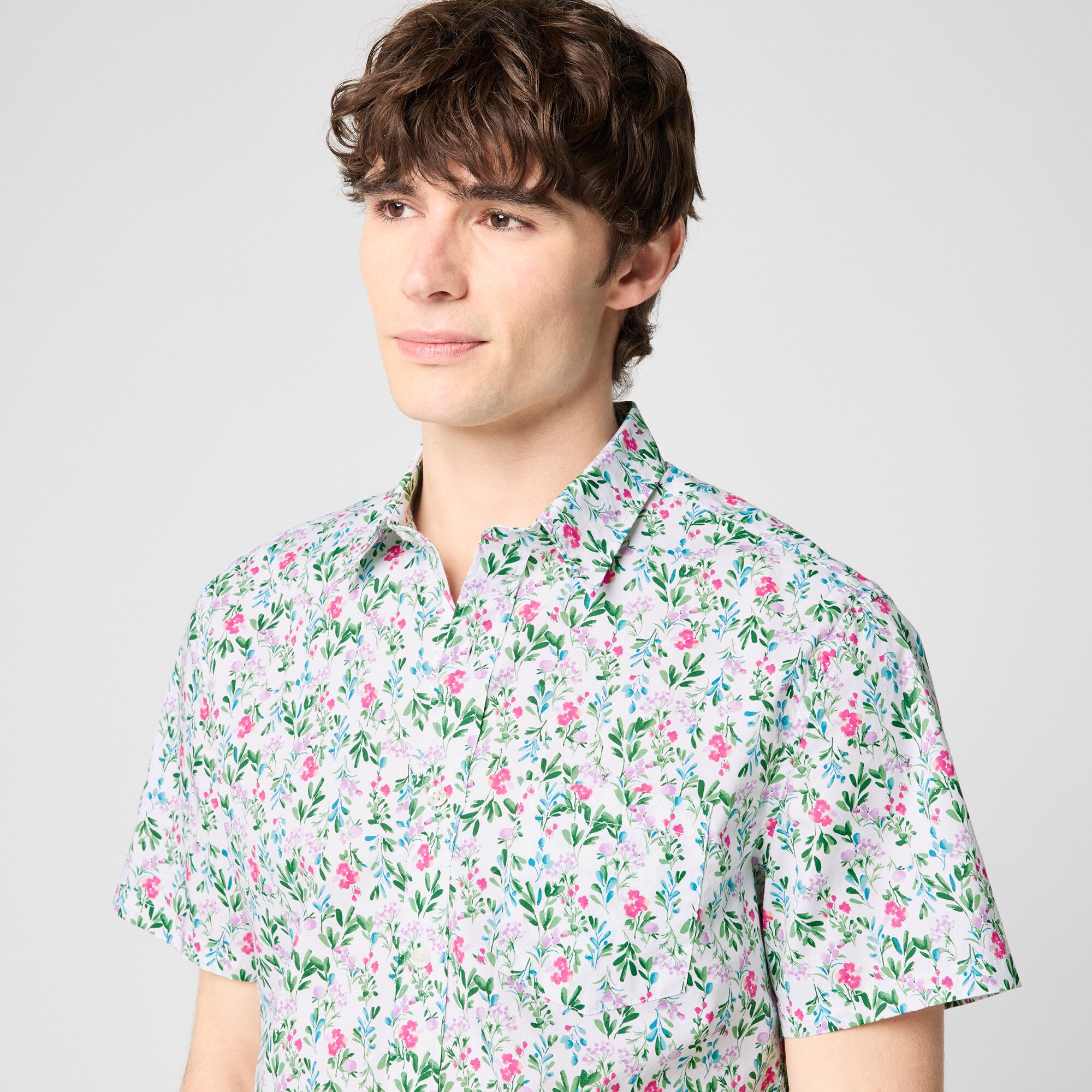 Short-sleeve printed flex casual shirt