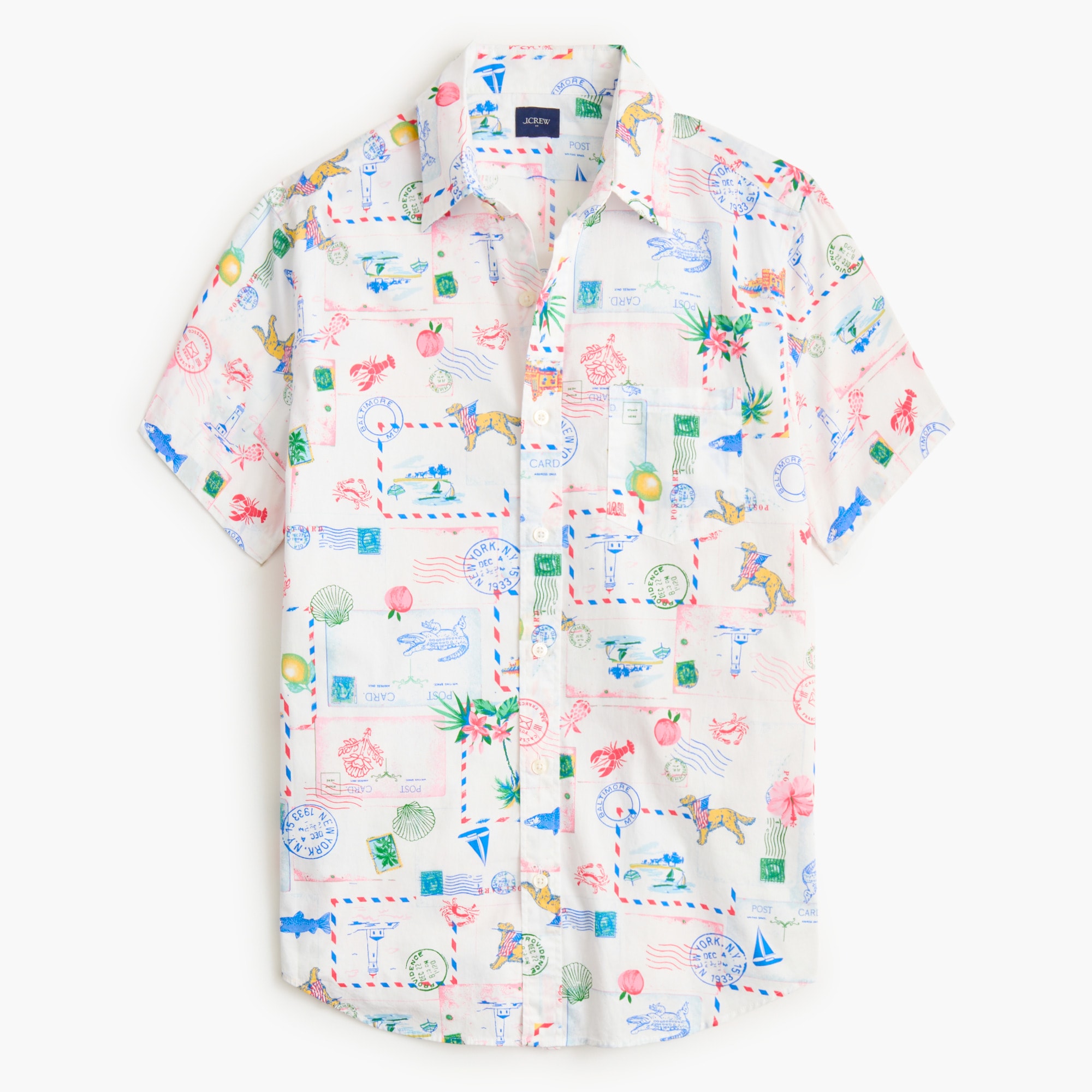 Short-sleeve printed flex casual shirt