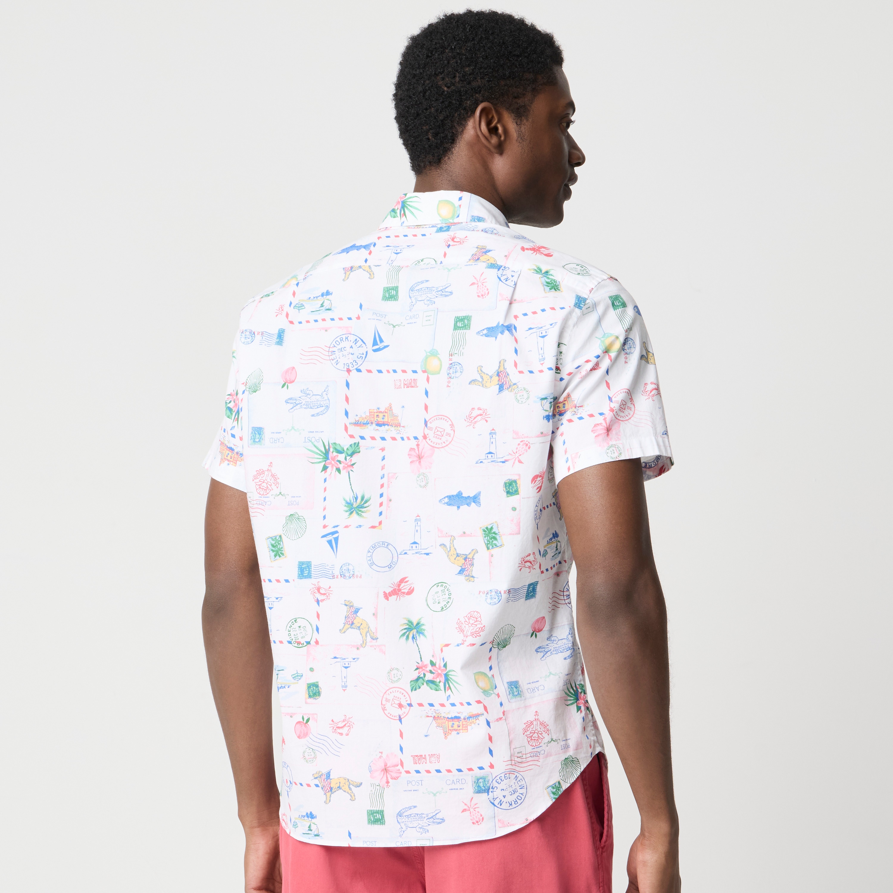 Short-sleeve printed flex casual shirt