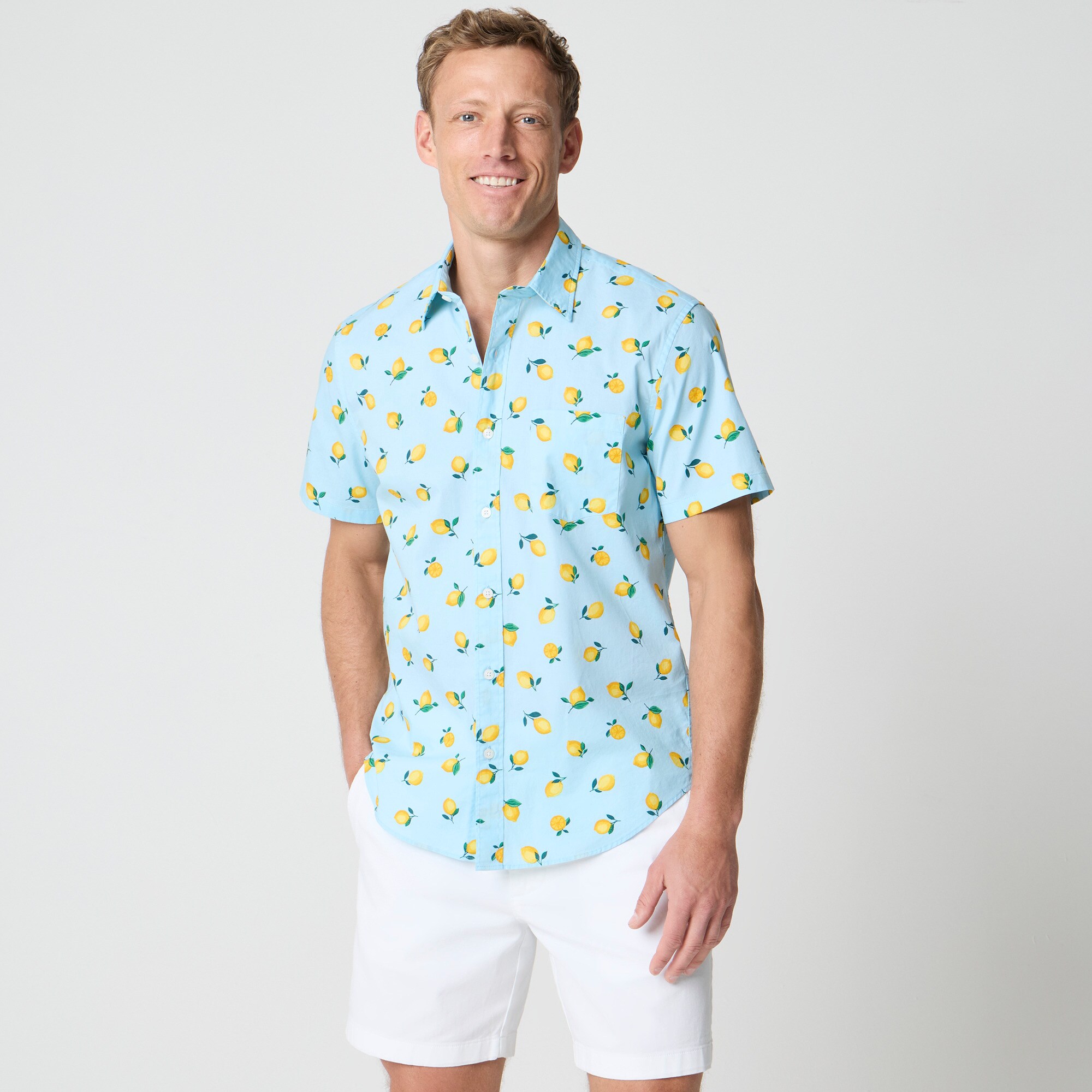 Short-sleeve printed flex casual shirt