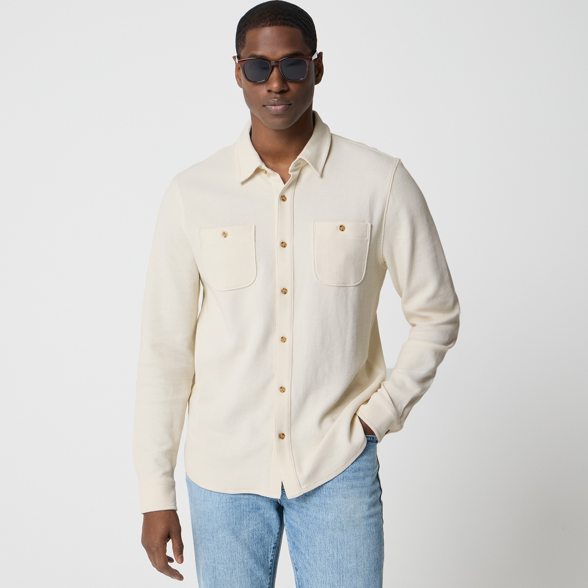 Waffle-knit shirt