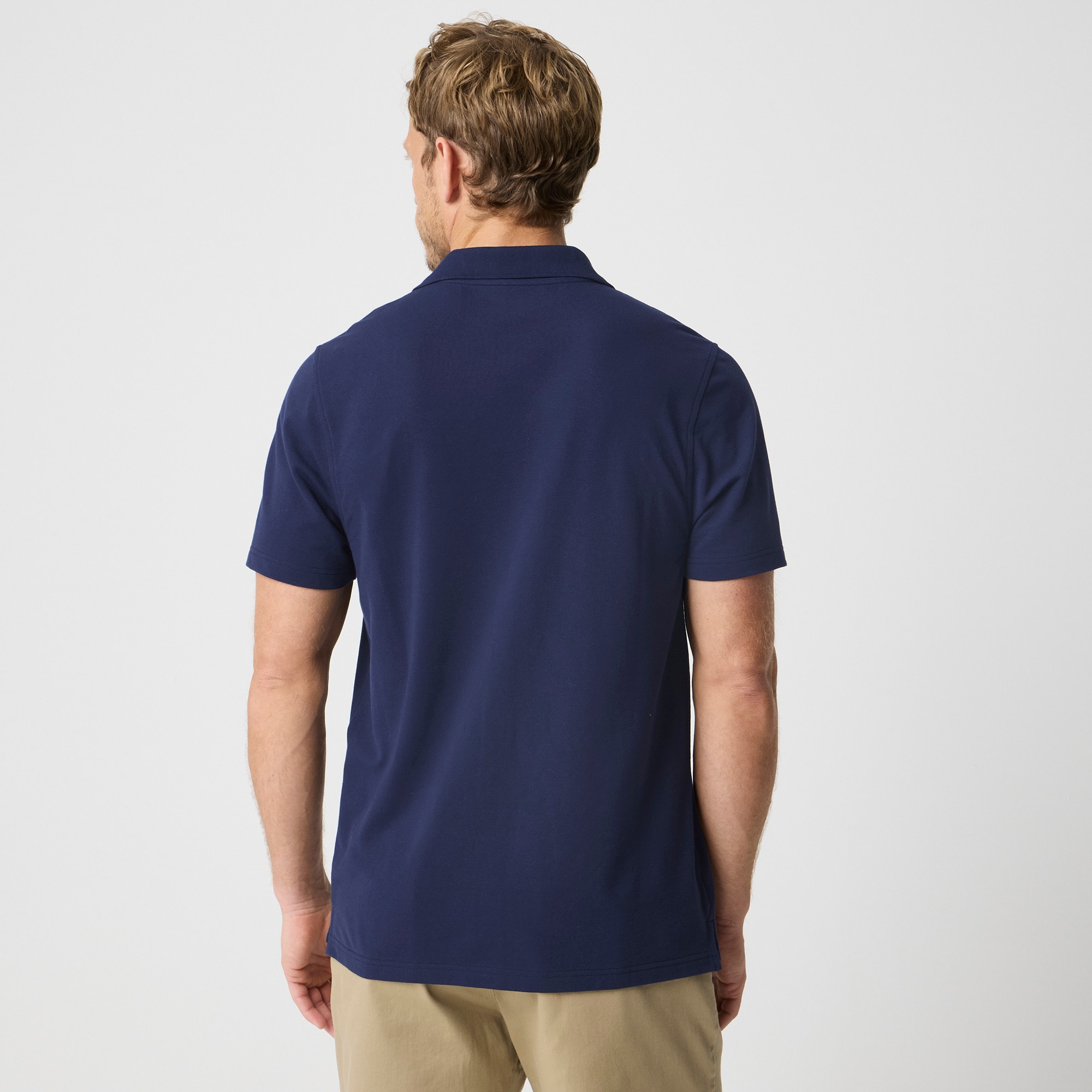 Flex piqué johnny-collar polo shirt