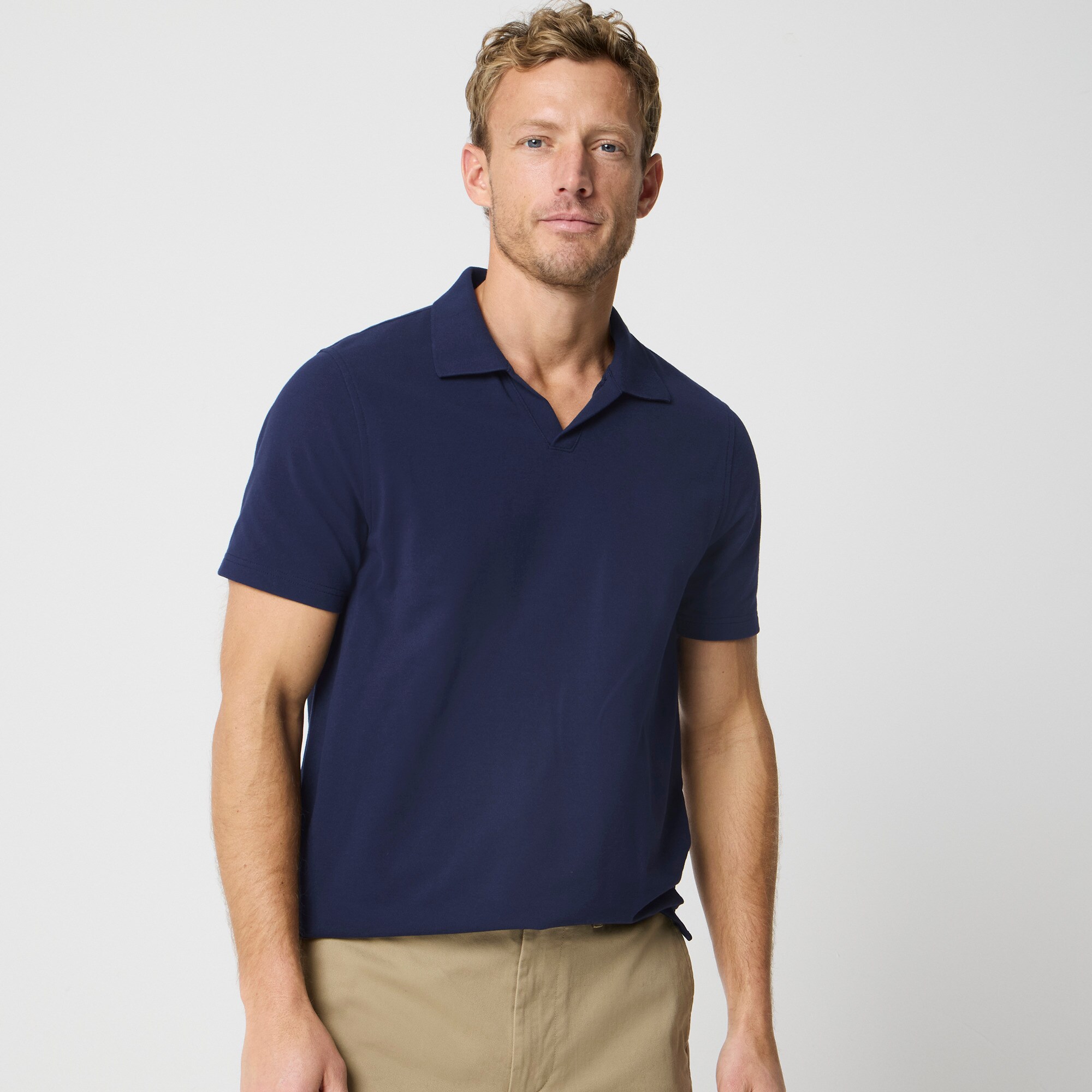 mens Flex piqu&eacute; johnny-collar polo shirt
