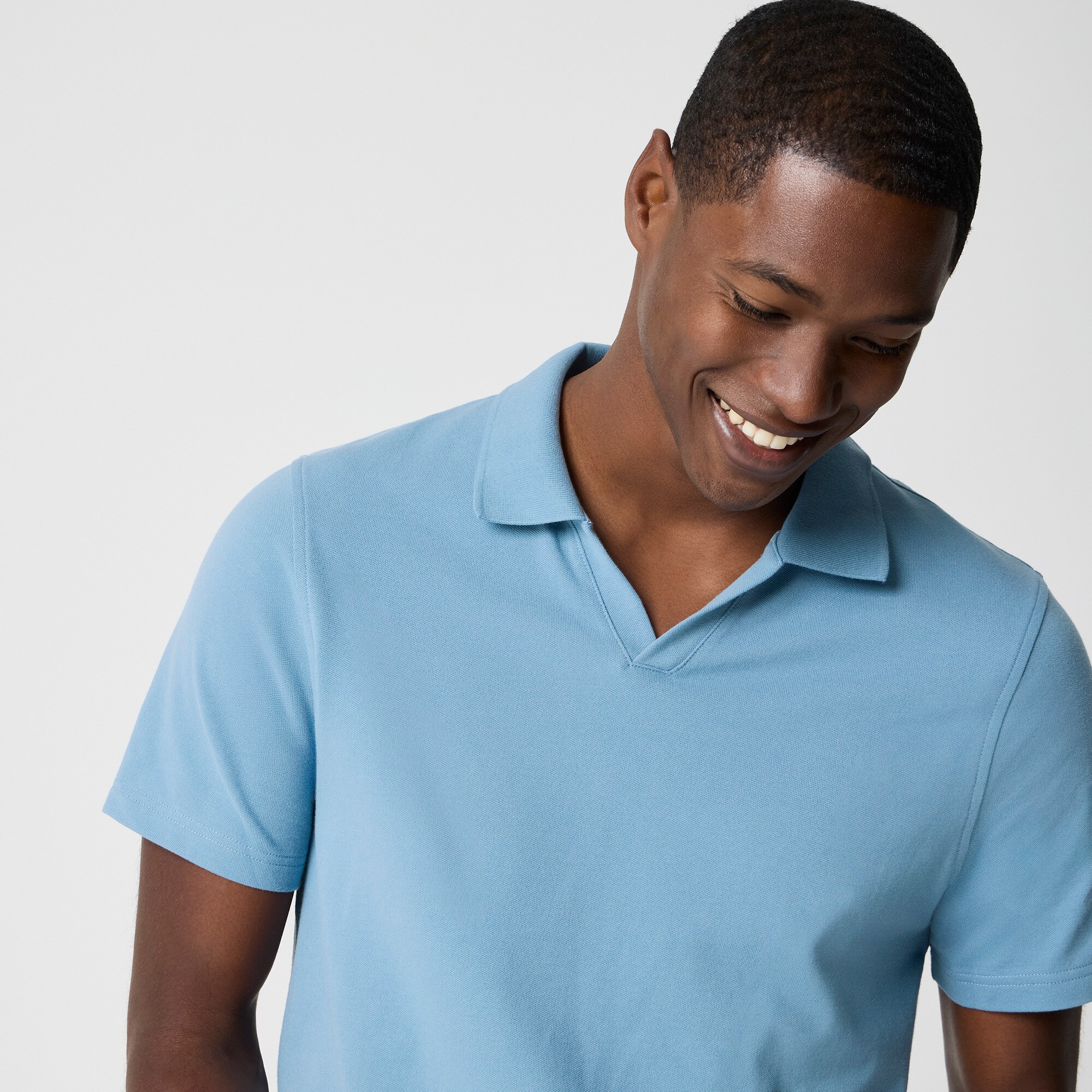Flex piqué johnny-collar polo shirt