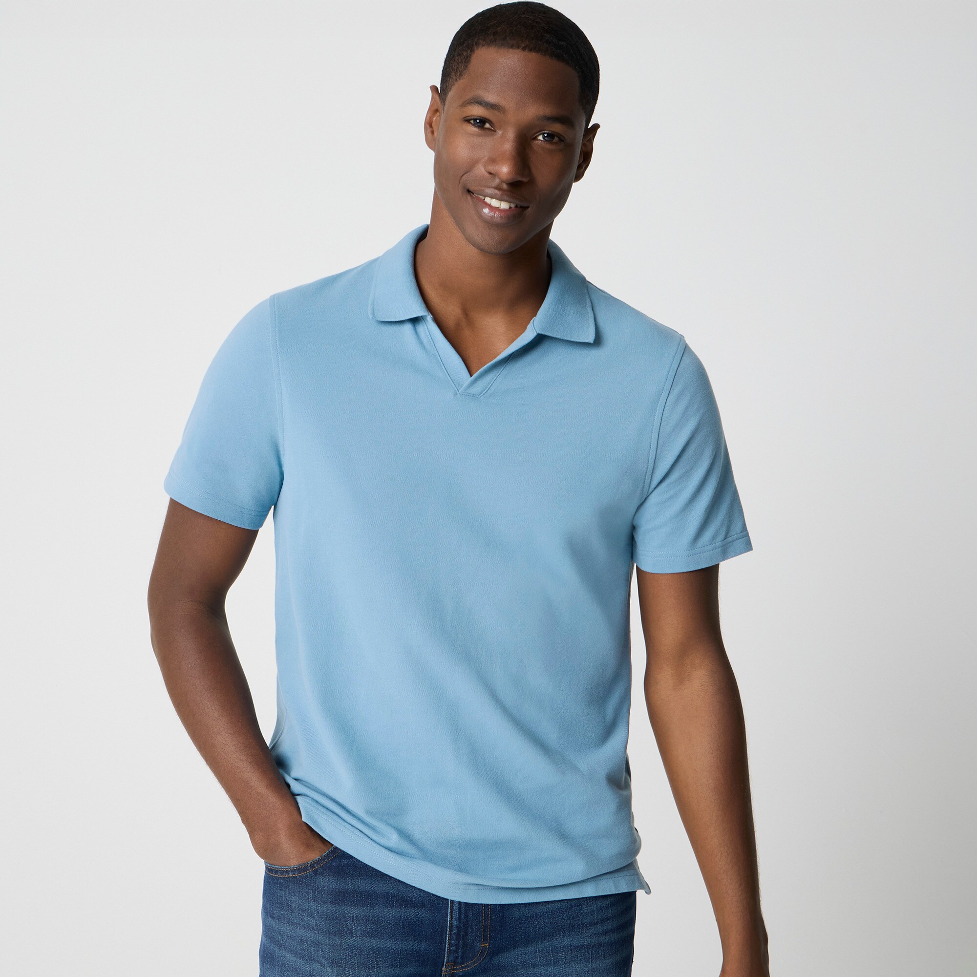 mens Flex piqu&eacute; johnny-collar polo shirt