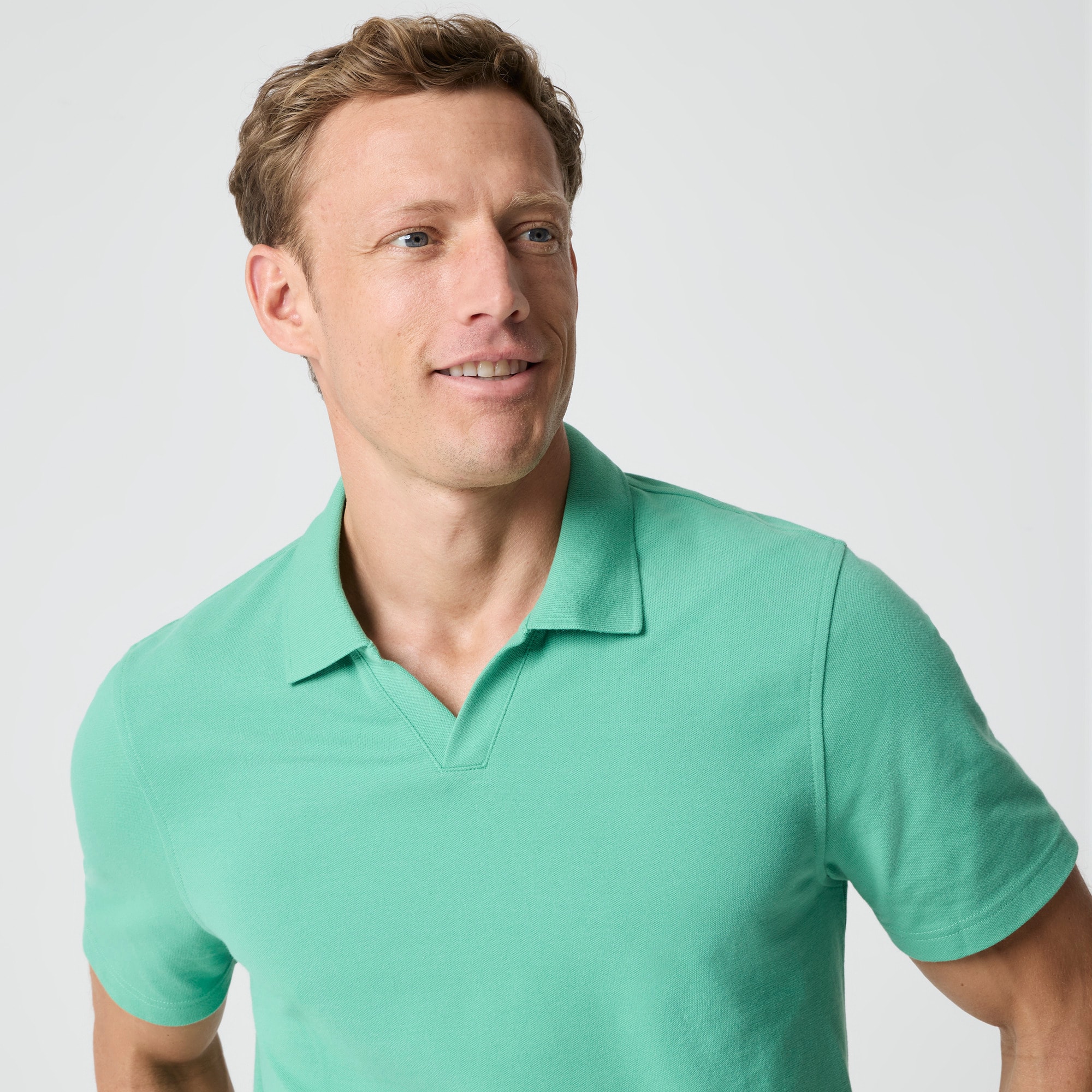 Flex piqué johnny-collar polo shirt