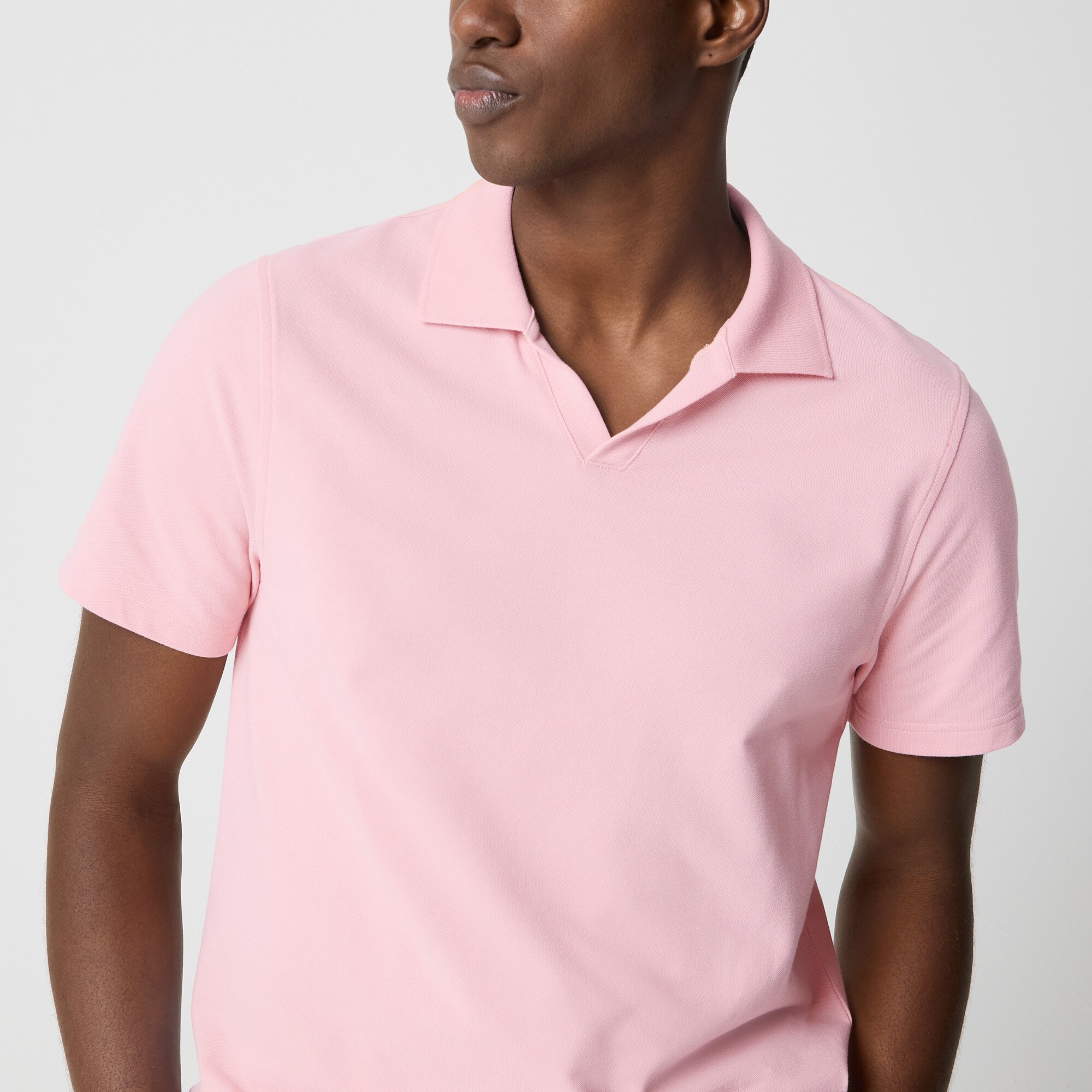 Flex piqué johnny-collar polo shirt
