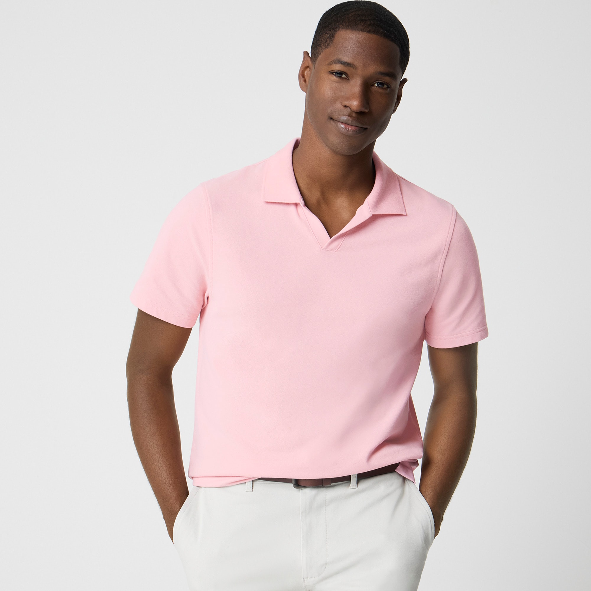 Flex piqué johnny-collar polo shirt