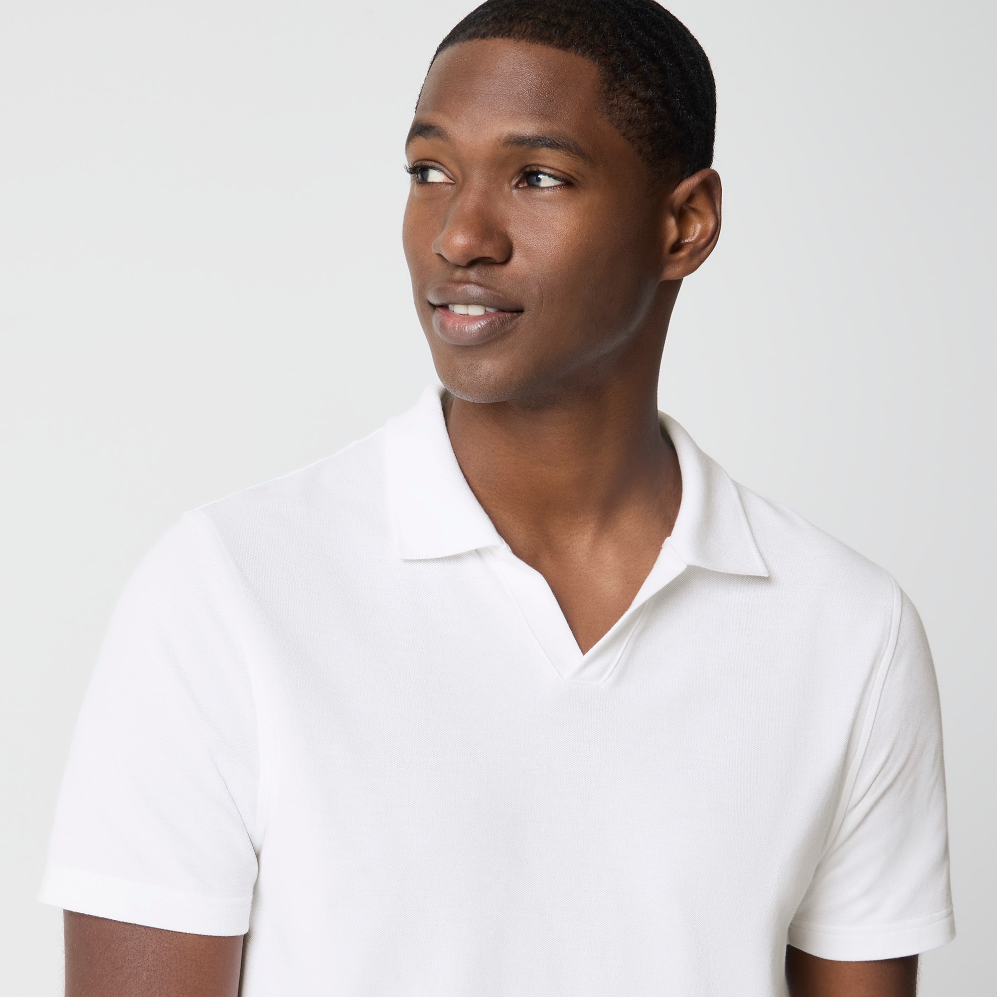 Flex piqué johnny-collar polo shirt