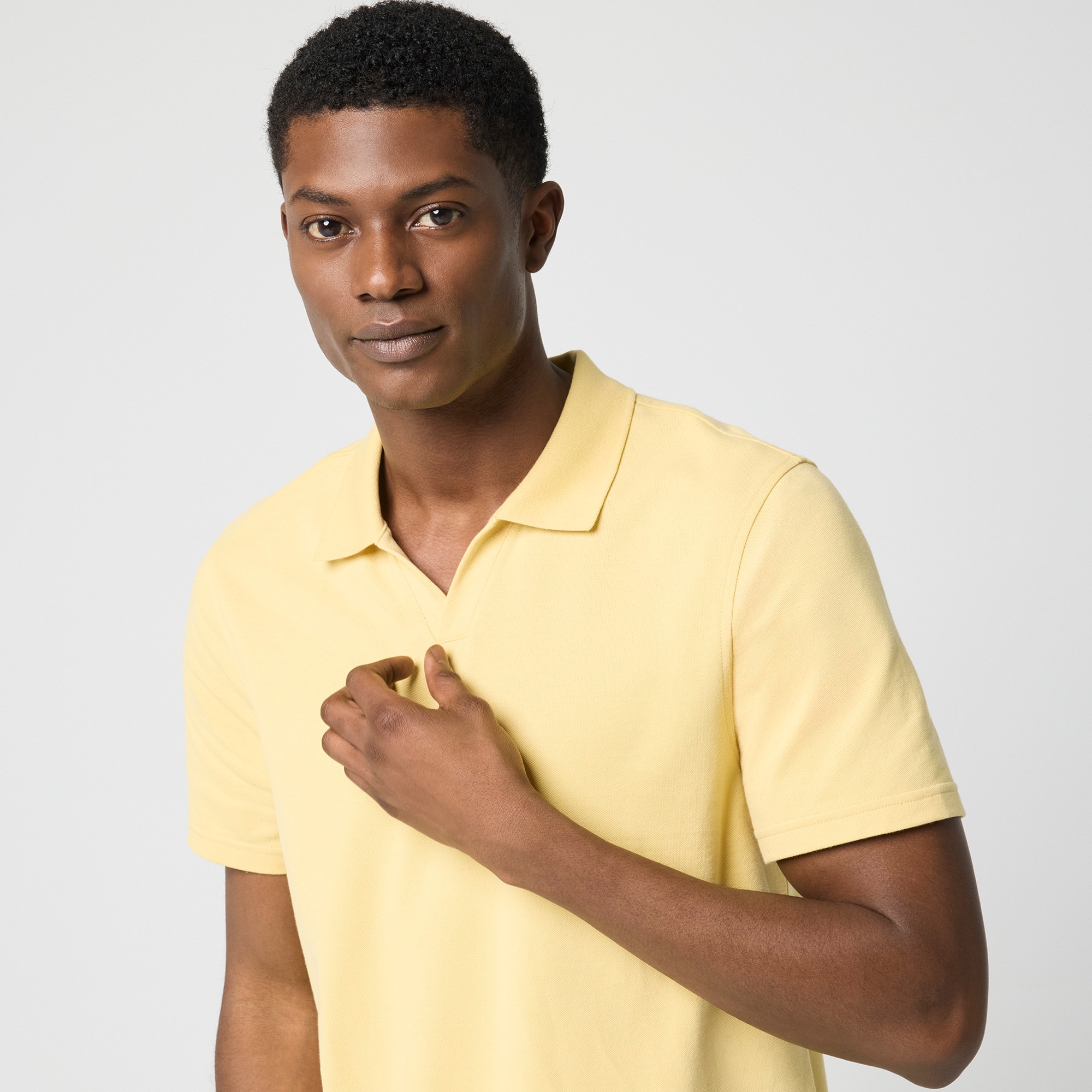 Flex piqué johnny-collar polo shirt