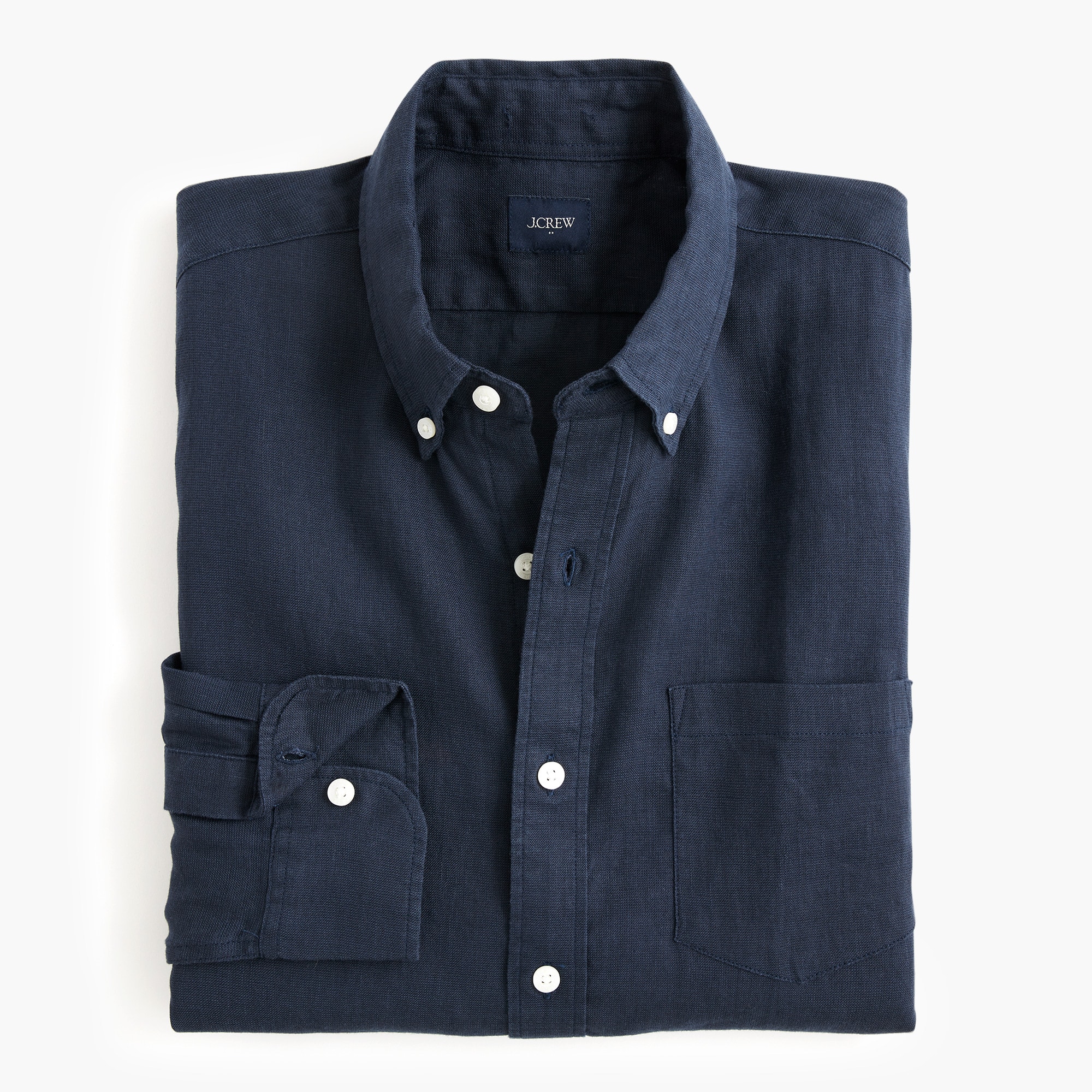 Classic-fit linen-blend shirt