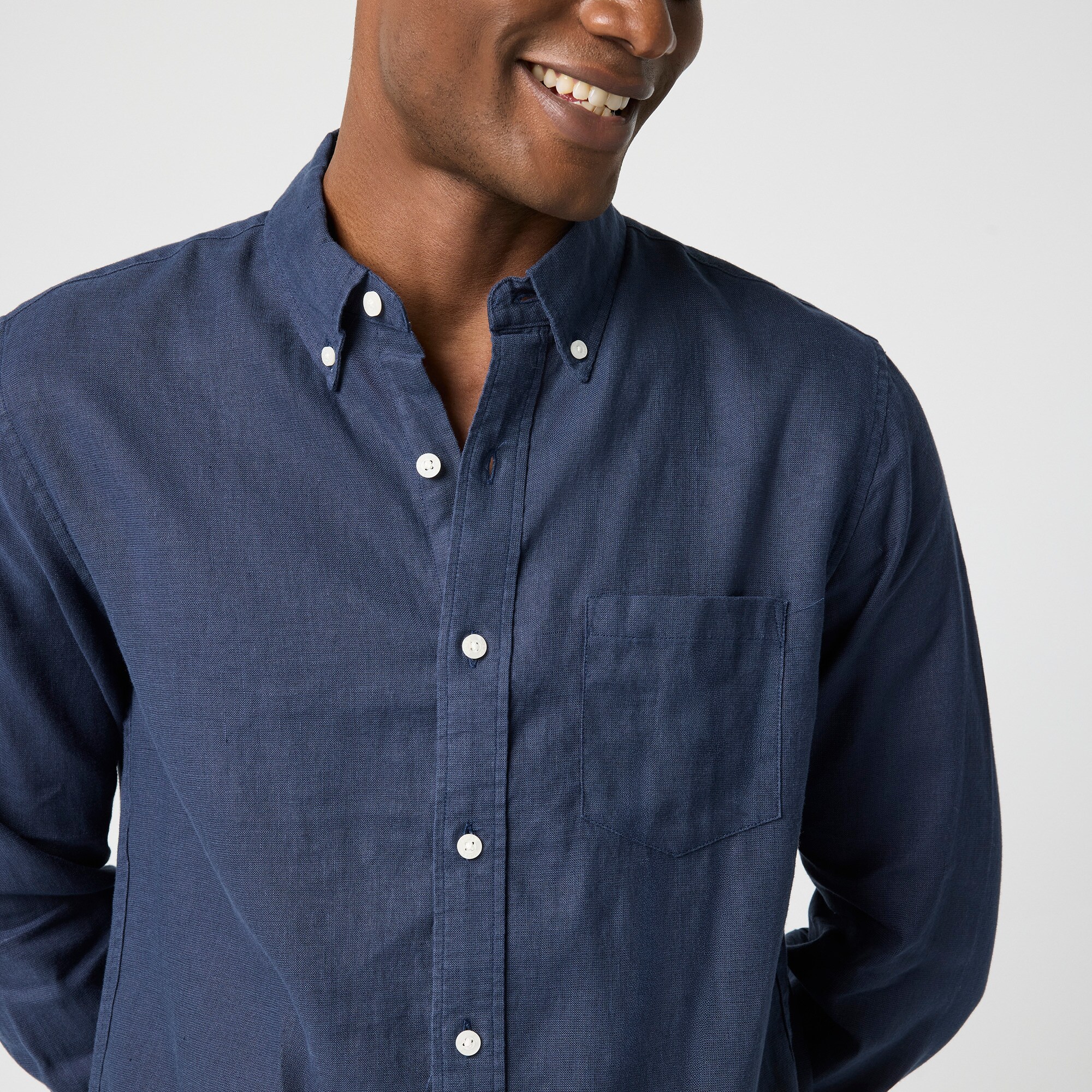 Classic-fit linen-blend shirt