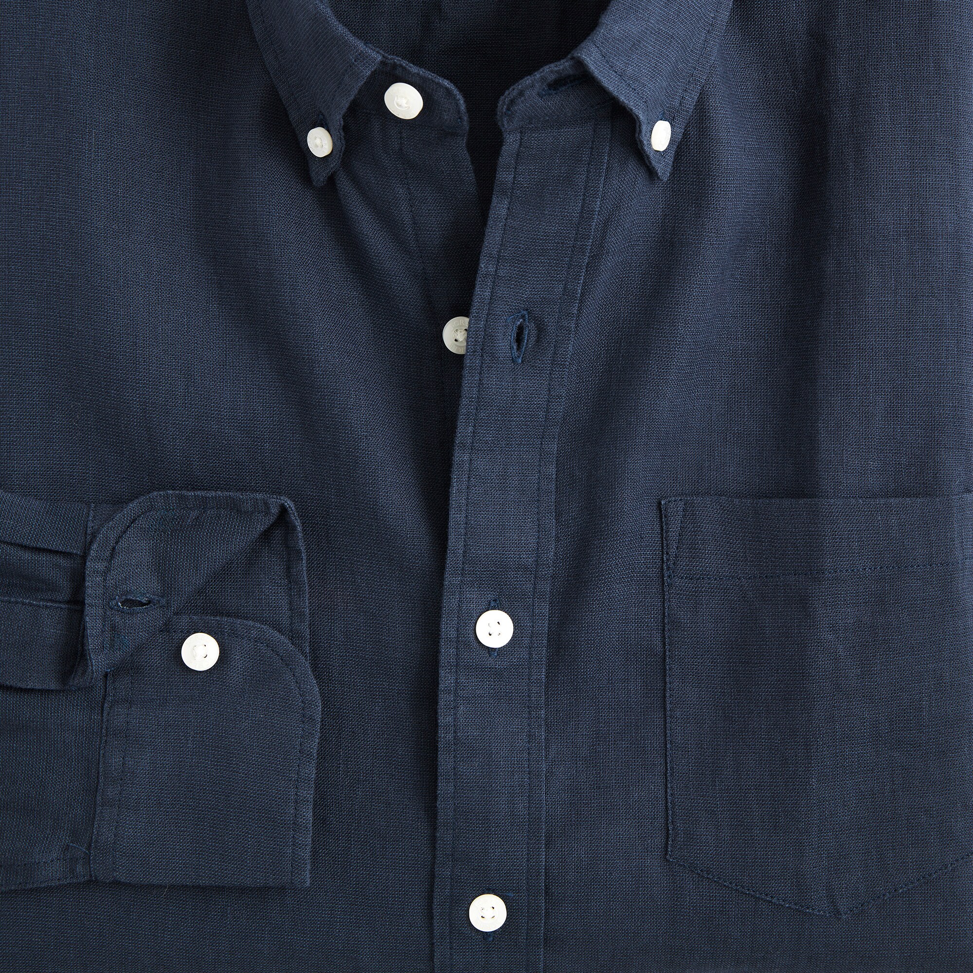 Classic-fit linen-blend shirt