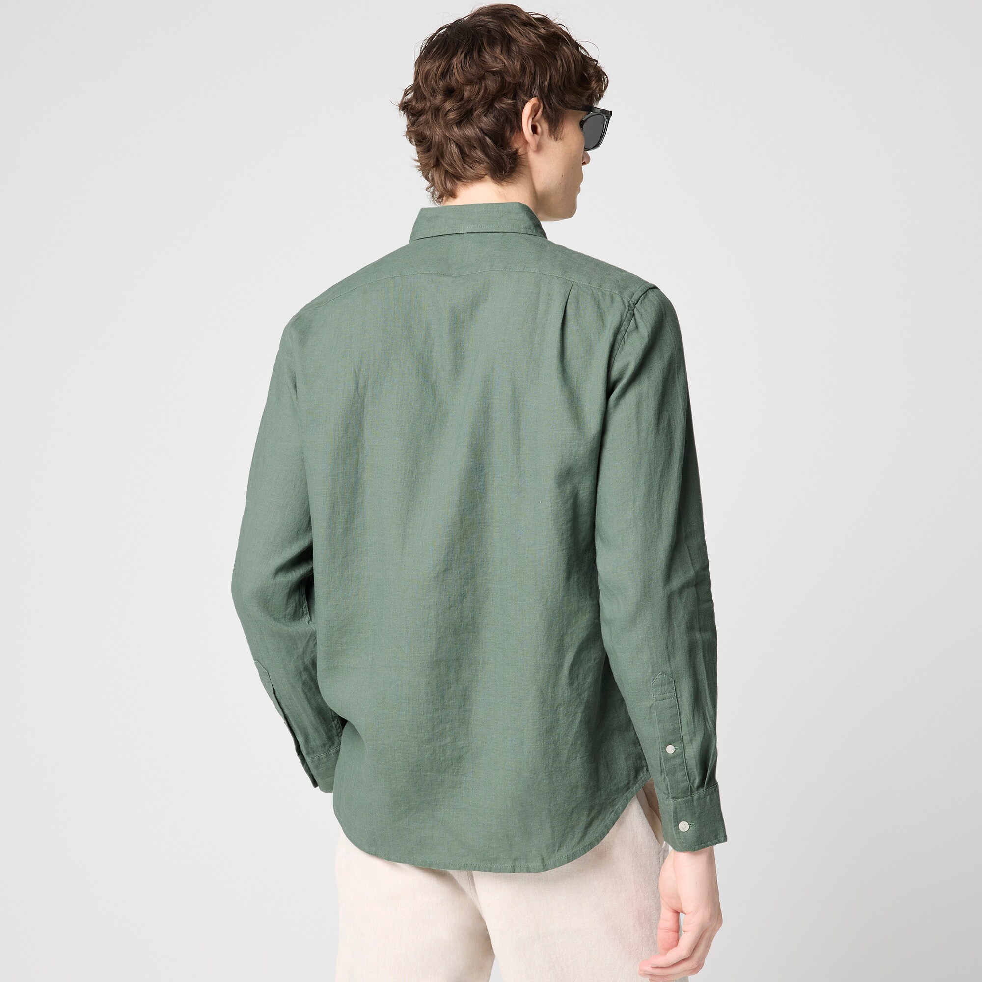 Slim-fit linen-blend shirt