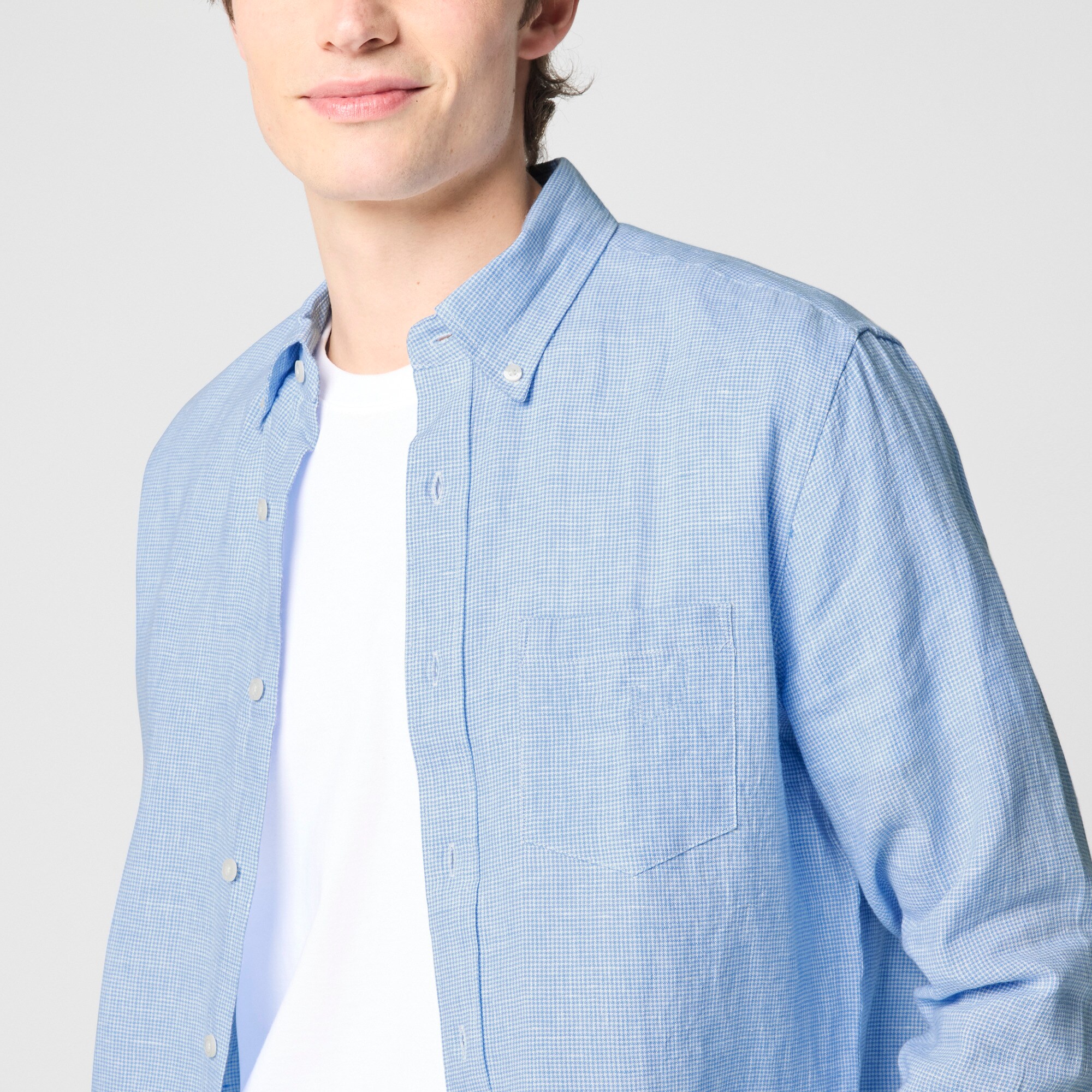 Classic-fit linen-blend shirt